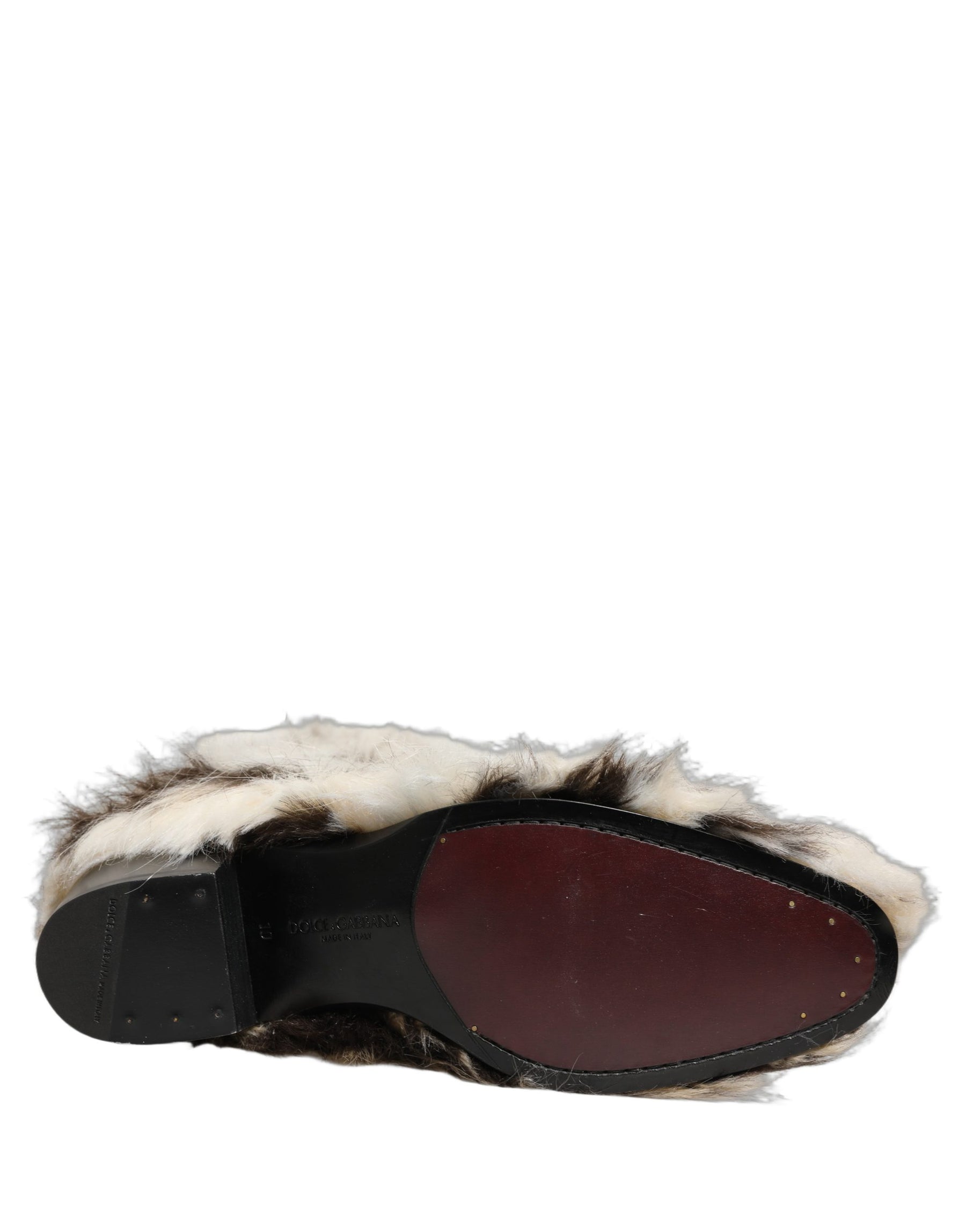 Dolce & Gabbana Multicolor Knee High Faux Fur Boots Shoes | Regal Royce