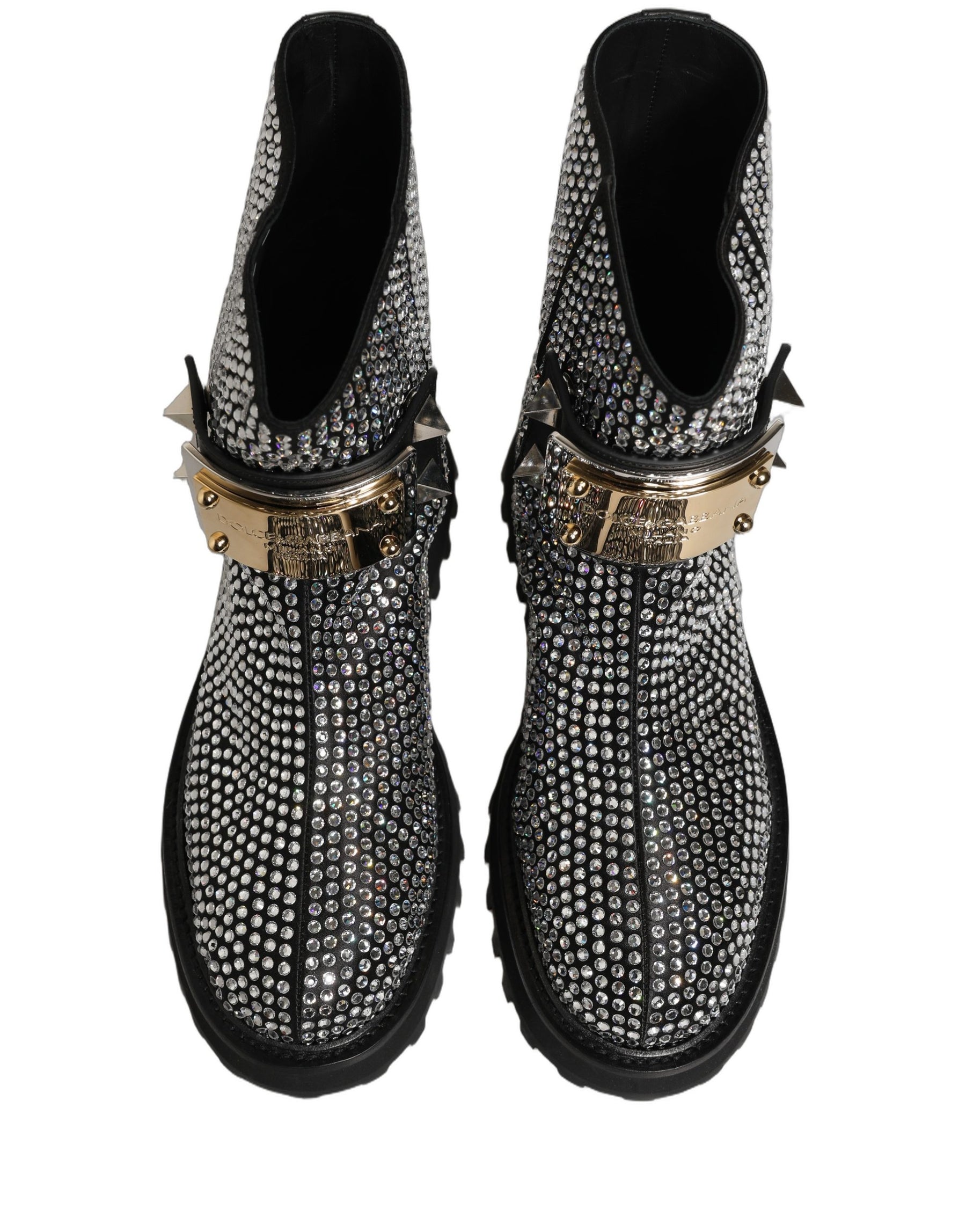 Dolce & Gabbana Black Crystal Embellished Short Boots Shoes | Regal Royce