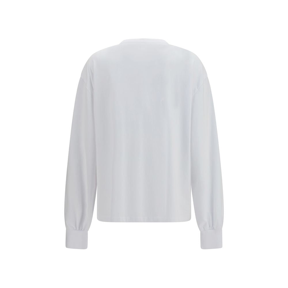 Ganni White Cotton Long Sleeve T-Shirt | Regal Royce