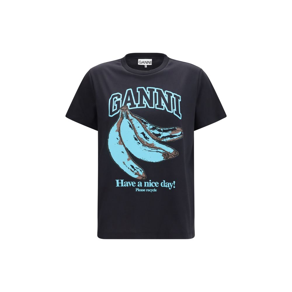 Ganni Black Cotton T-Shirt | Regal Royce