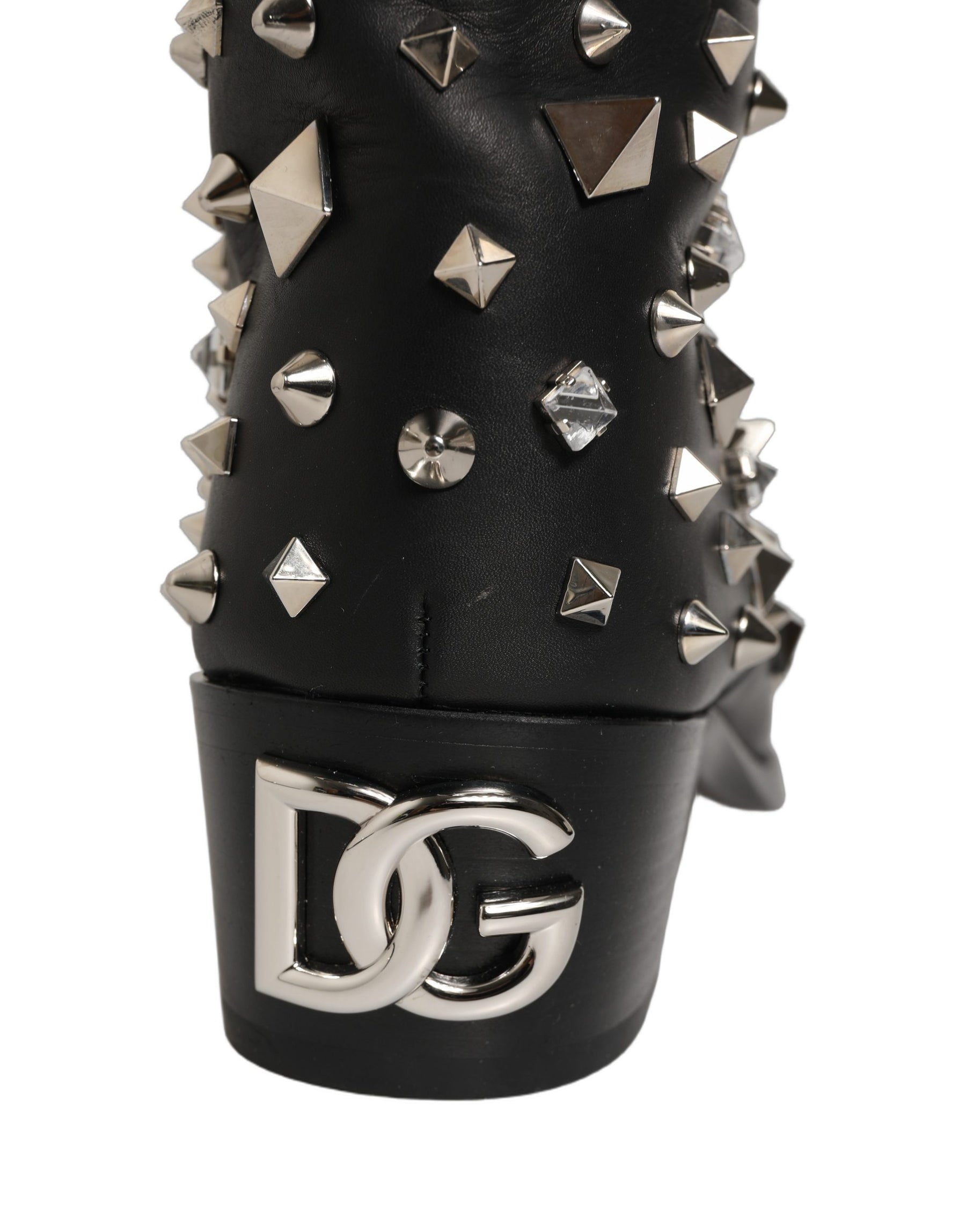 Dolce & Gabbana Black Crystal Embellished High Boots Shoes | Regal Royce