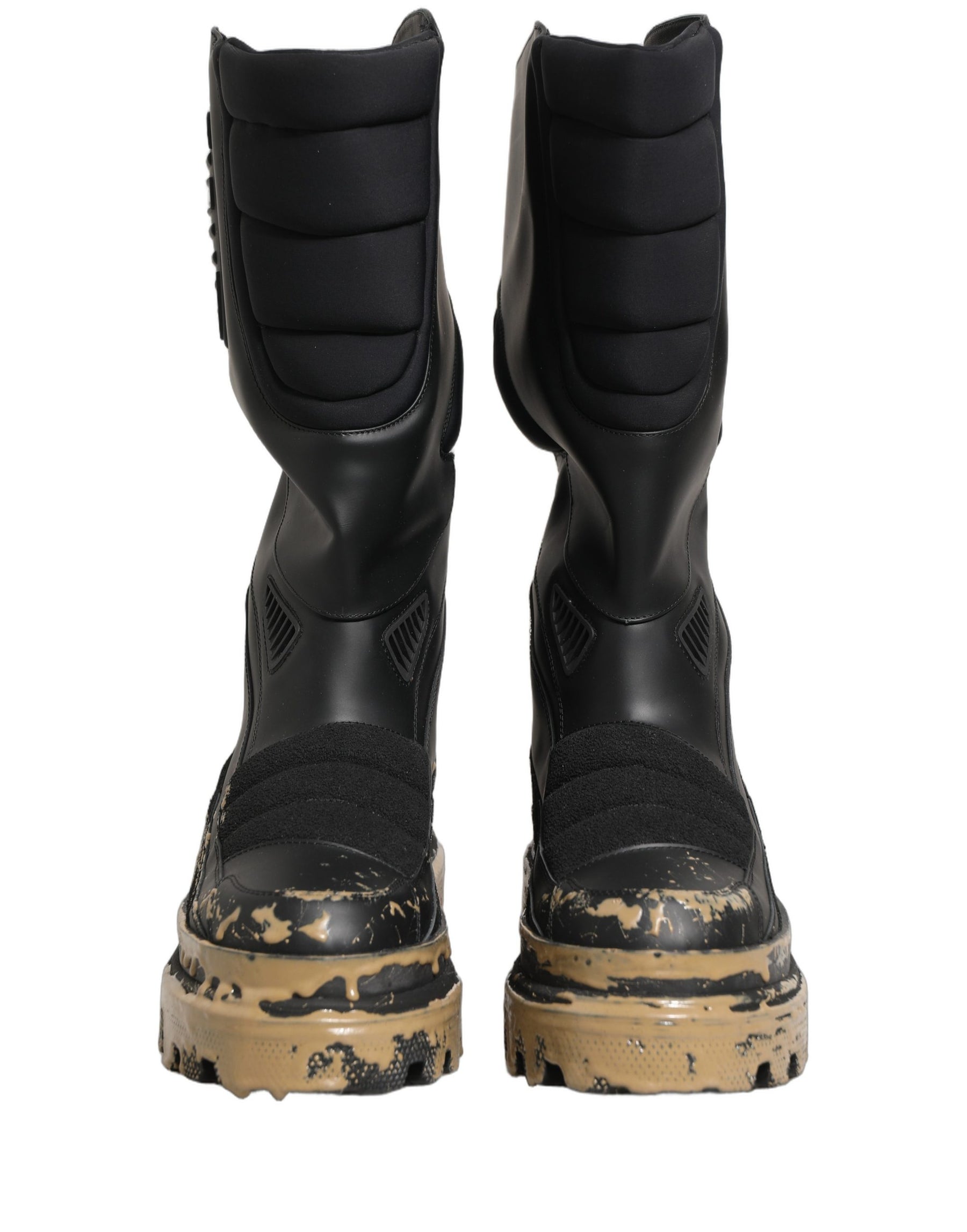 Dolce & Gabbana Black Leather Biker Mid Calf Men Boots Shoes | Regal Royce