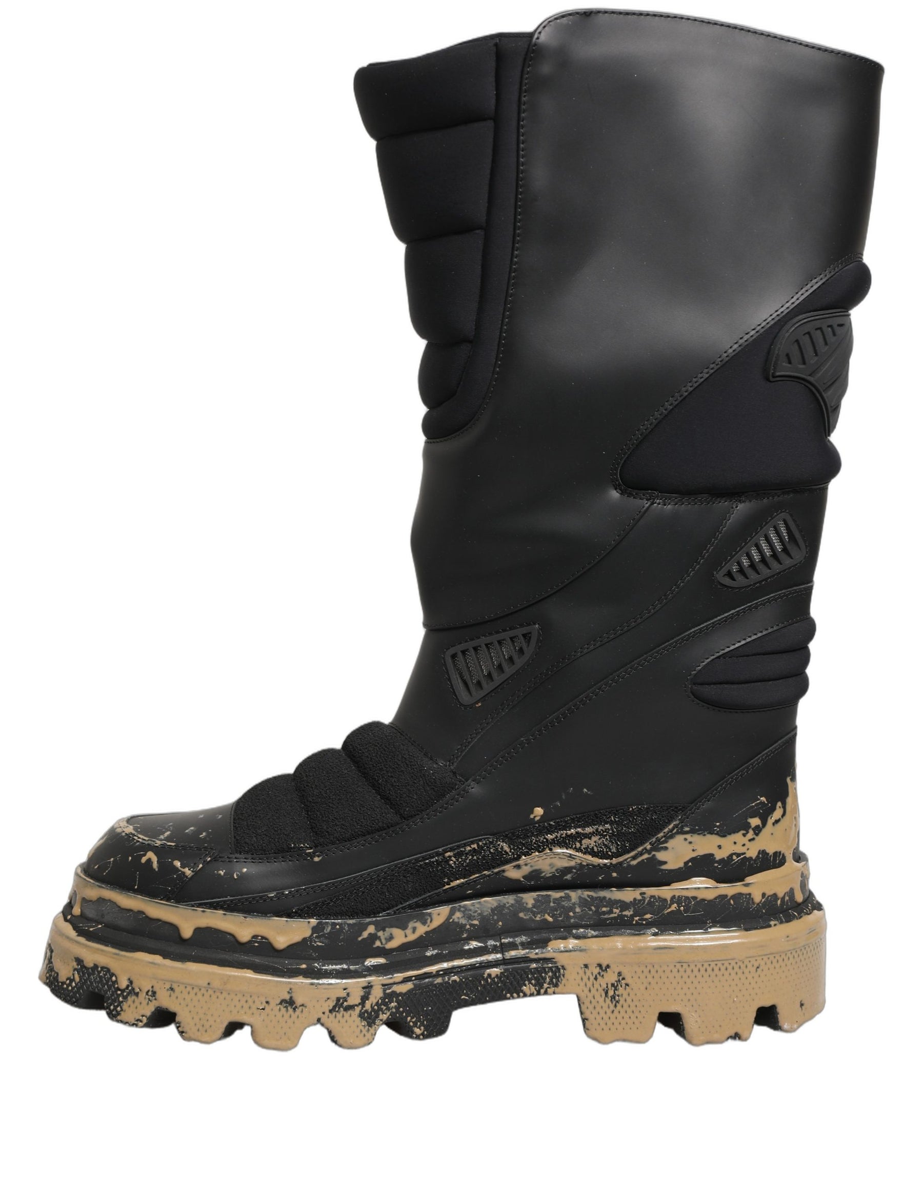 Dolce & Gabbana Black Leather Biker Mid Calf Men Boots Shoes | Regal Royce