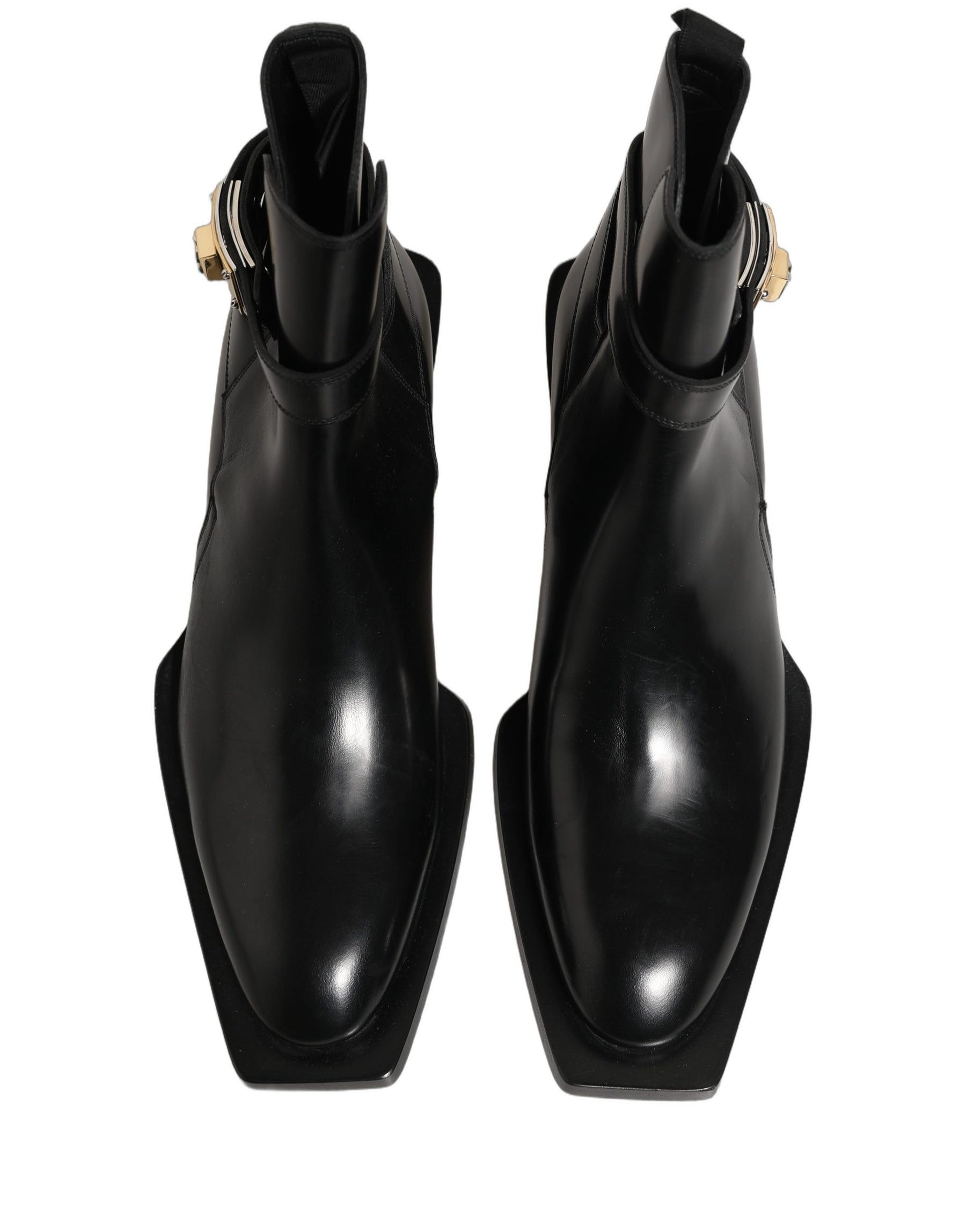 Dolce & Gabbana Black Leather DG Plaque Ankle Boots Shoes | Regal Royce