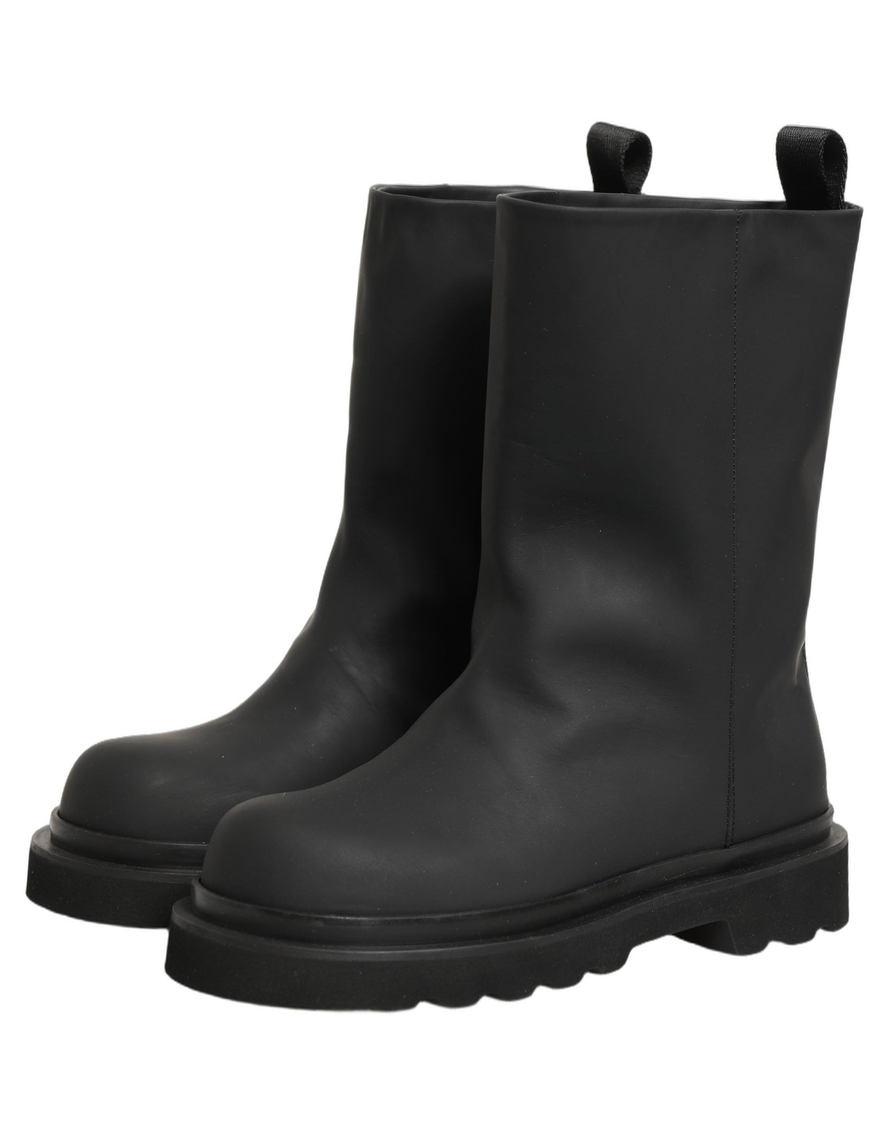 Dolce & Gabbana Black Leather Mid Calf Chunky Men Boots Shoes | Regal Royce