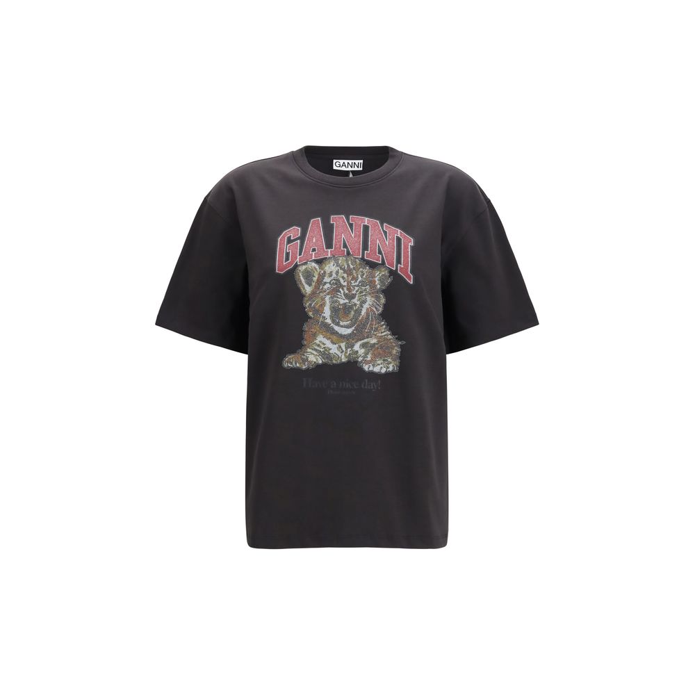 Ganni Black Cotton T-Shirt | Regal Royce