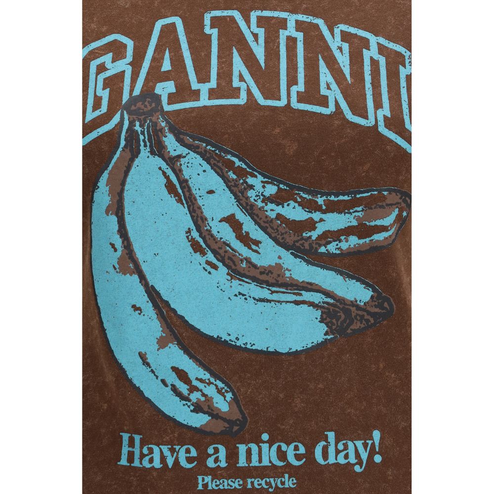 Ganni Brown Cotton T-Shirt | Regal Royce