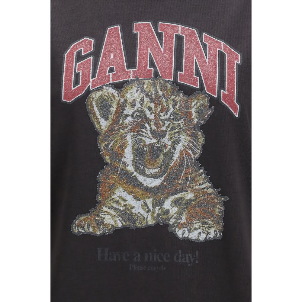 Ganni Black Cotton T-Shirt | Regal Royce