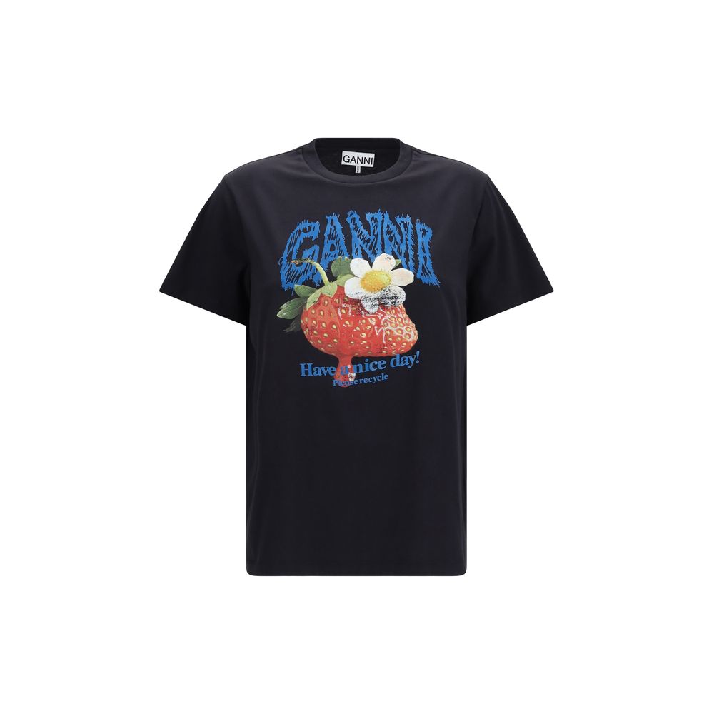 Ganni Black Cotton T-Shirt | Regal Royce