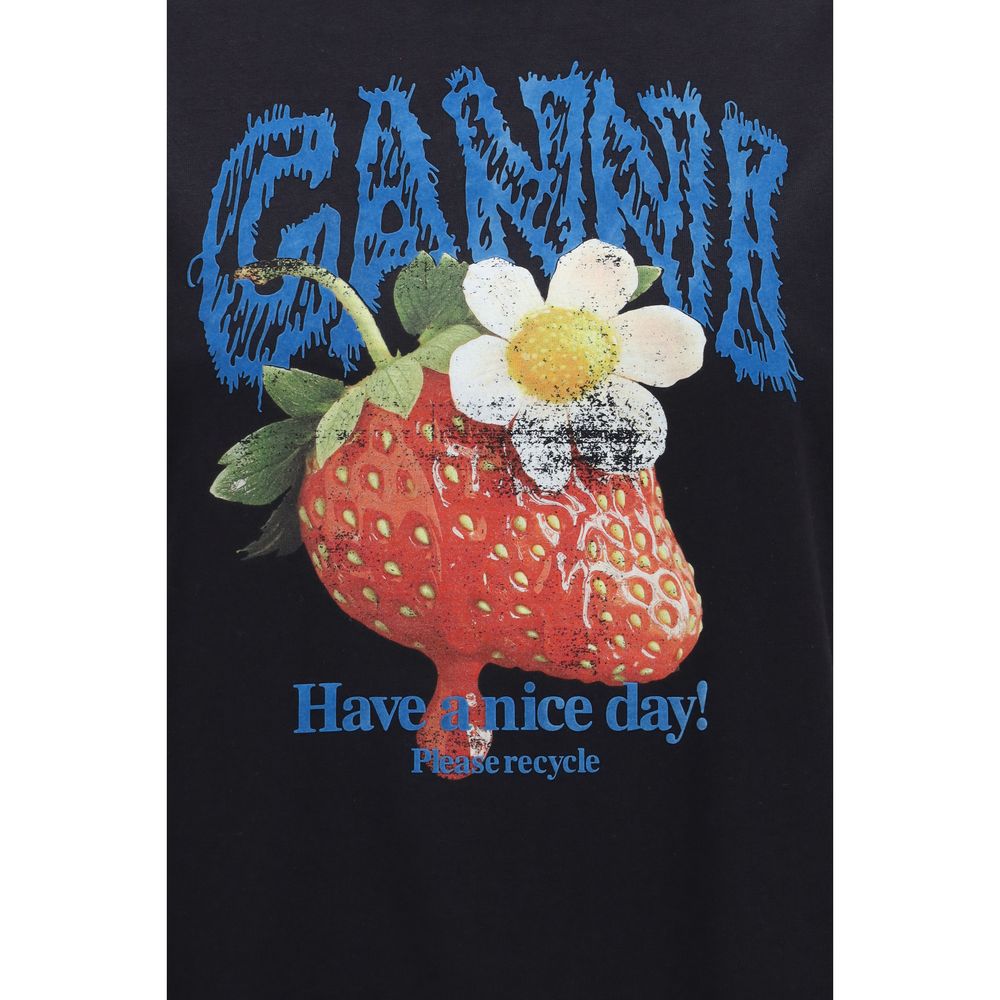 Ganni Black Cotton T-Shirt | Regal Royce