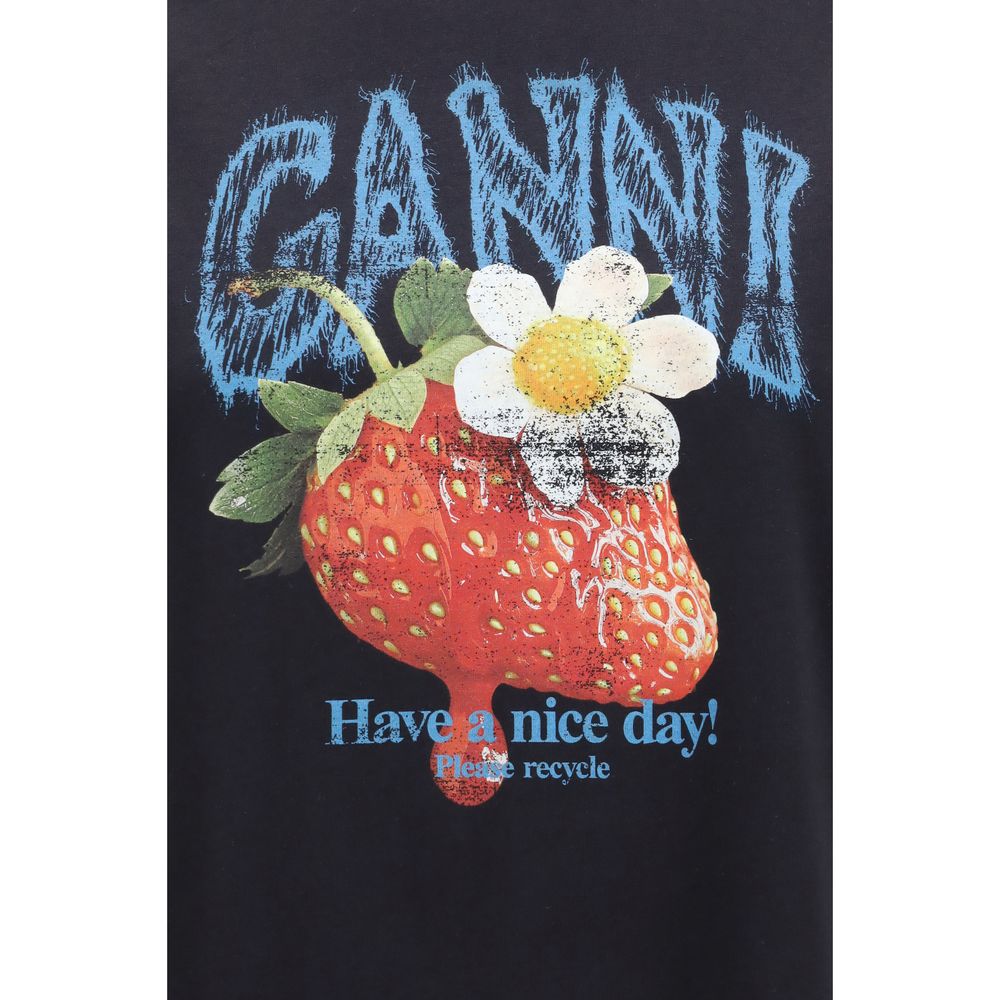 Ganni Black Cotton T-Shirt | Regal Royce