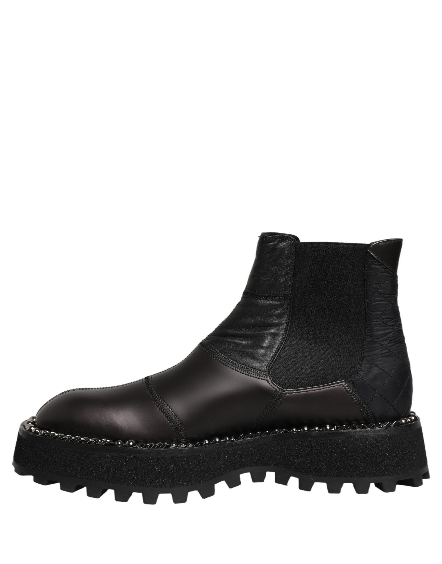 Dolce & Gabbana Black Chelsea Boots Leather Slip On Men Shoes | Regal Royce