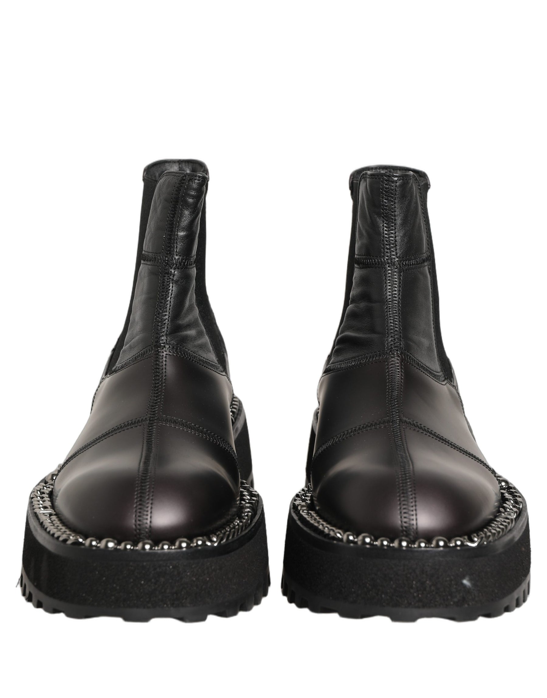 Dolce & Gabbana Black Chelsea Boots Leather Slip On Men Shoes | Regal Royce