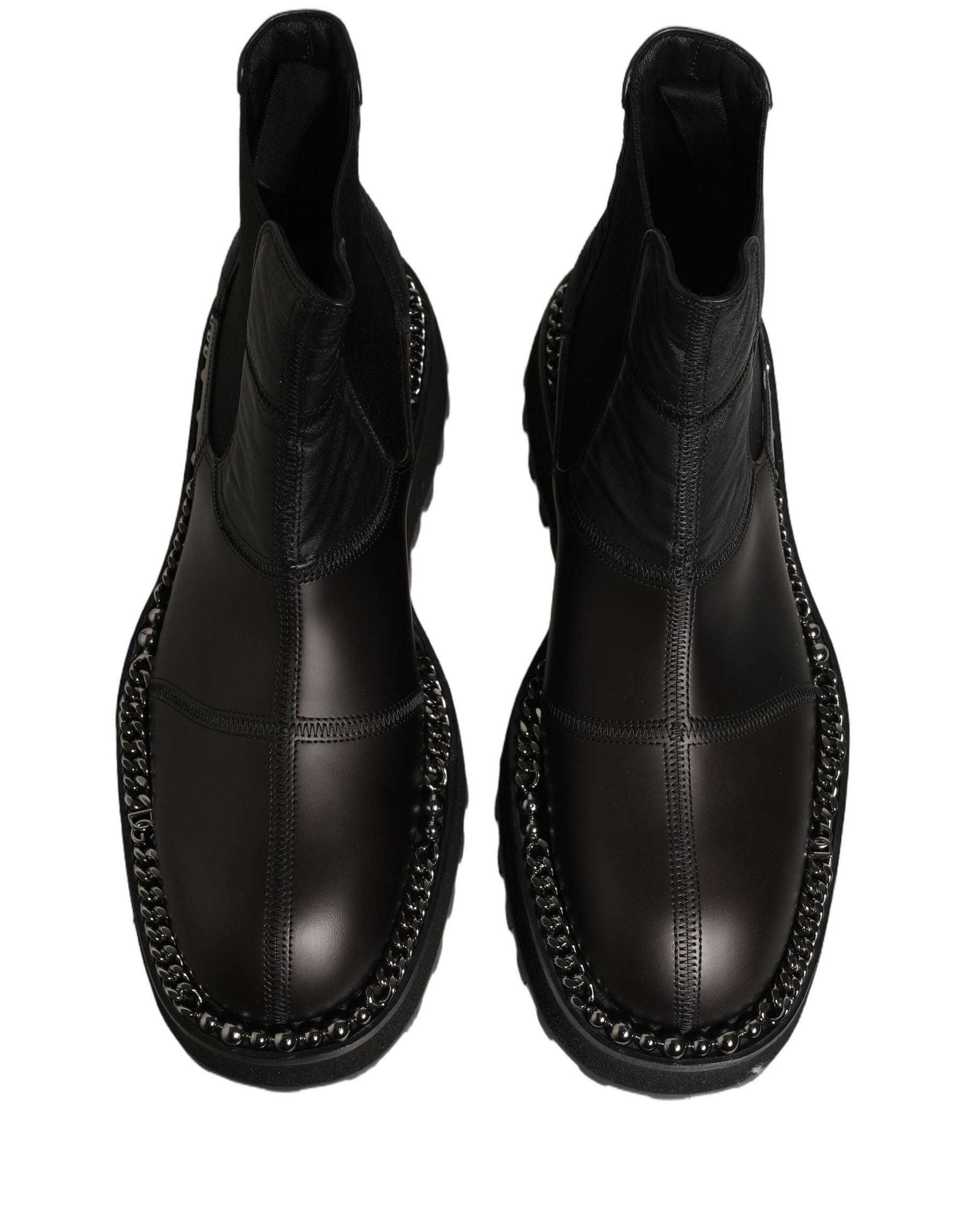 Dolce & Gabbana Black Chelsea Boots Leather Slip On Men Shoes | Regal Royce
