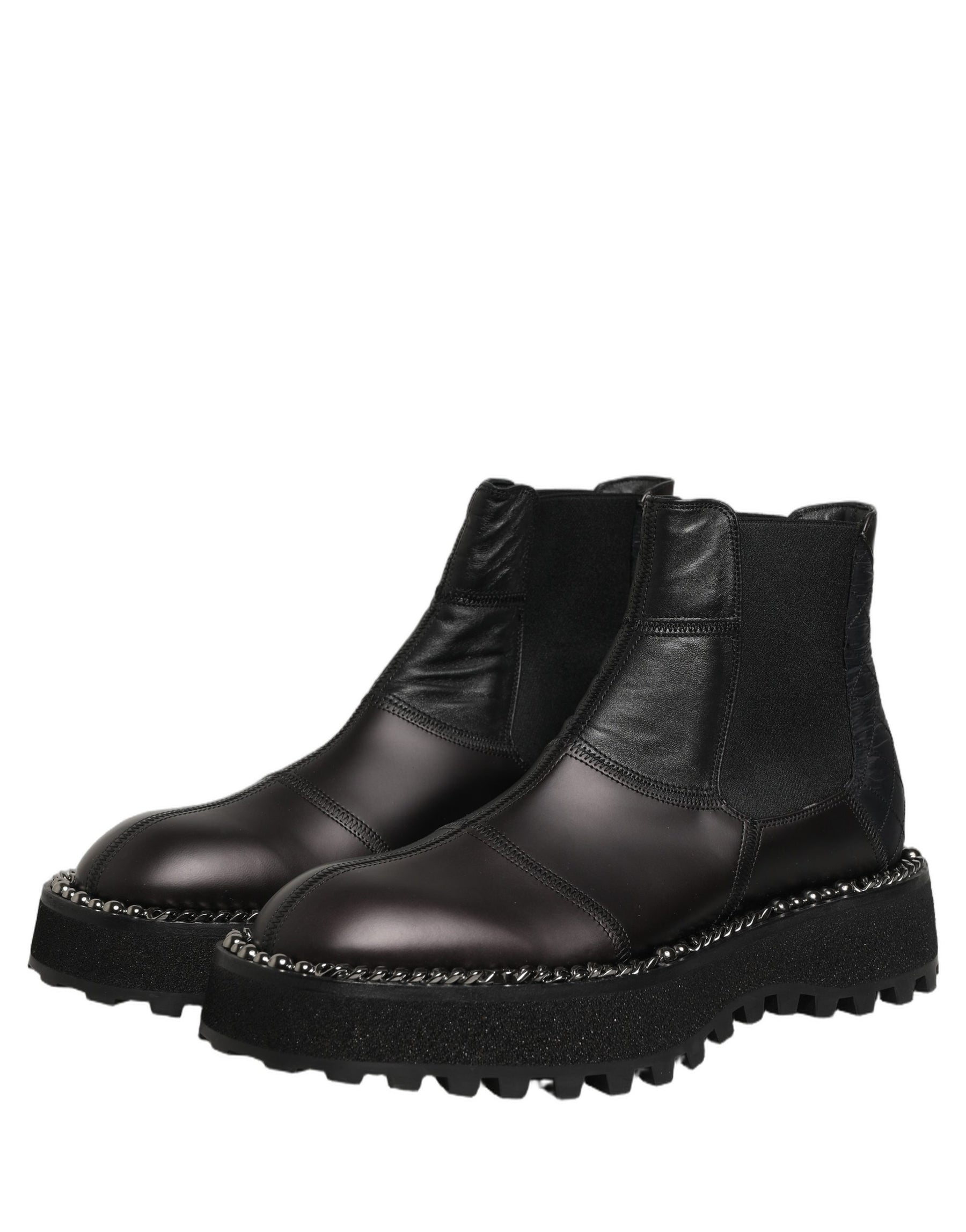 Dolce & Gabbana Black Chelsea Boots Leather Slip On Men Shoes | Regal Royce