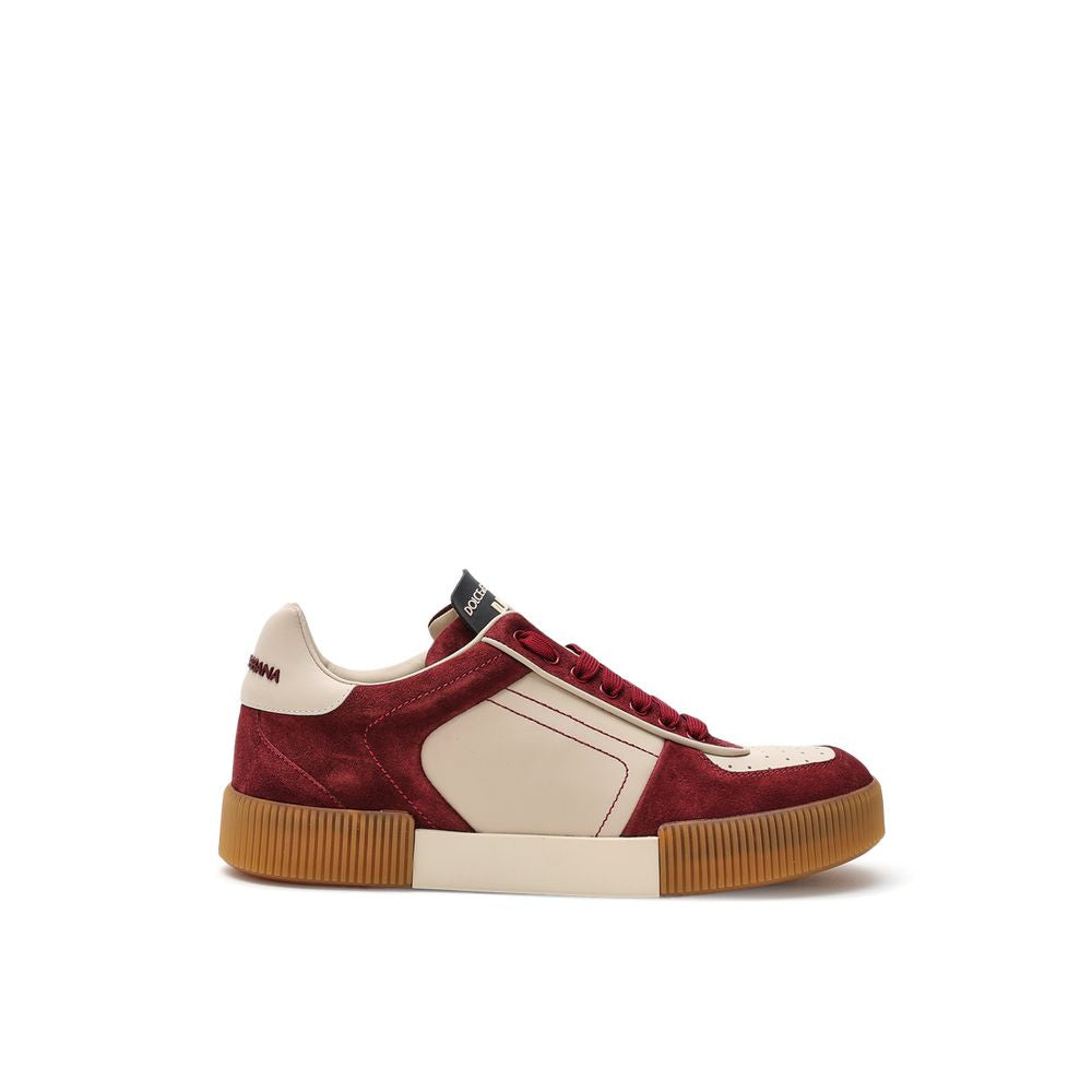 Dolce & Gabbana Bordeaux Leather Low Top Sneakers | Regal Royce