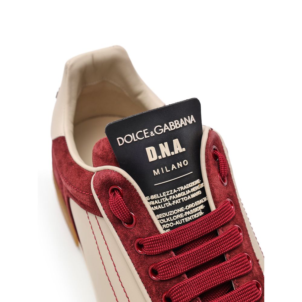 Dolce & Gabbana Bordeaux Leather Low Top Sneakers | Regal Royce