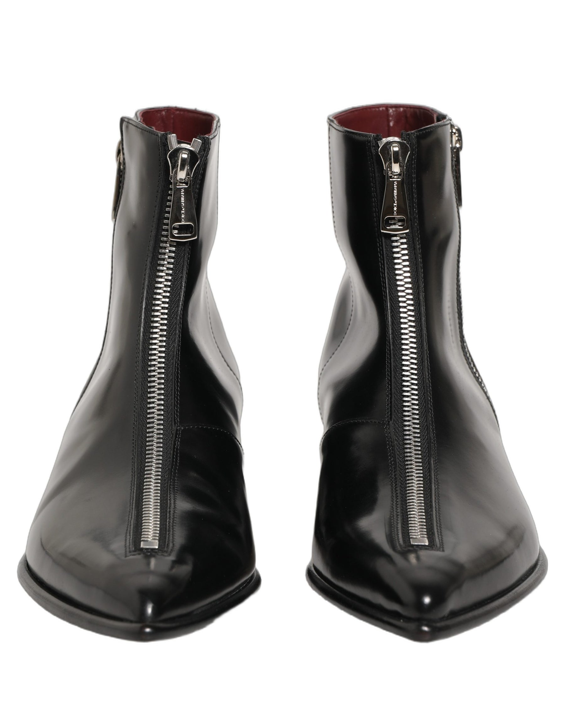 Dolce & Gabbana Black Leather Zipper Mid Calf Men Boots Shoes | Regal Royce