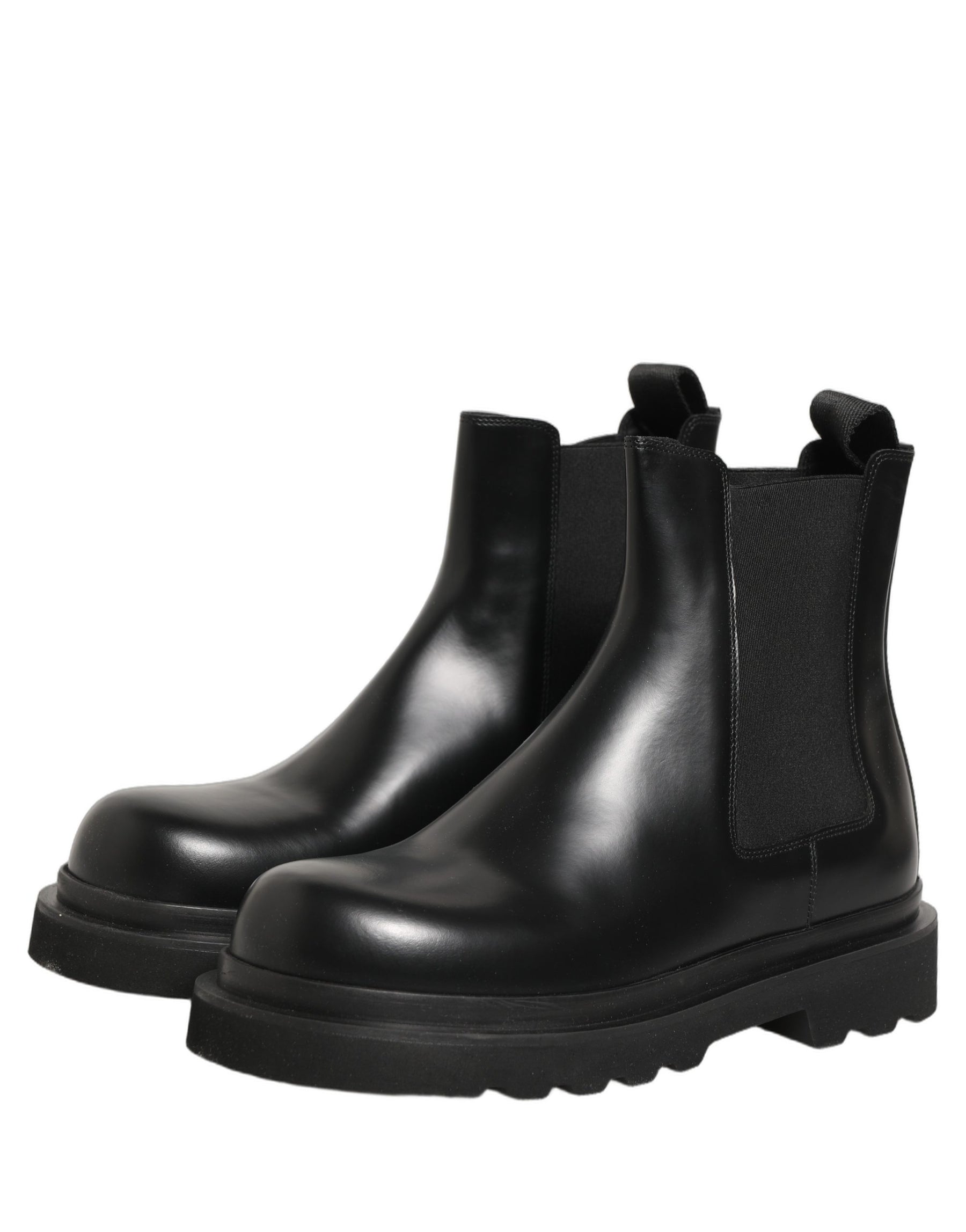 Dolce & Gabbana Black Chelsea Boots Leather Slip On Men Shoes | Regal Royce
