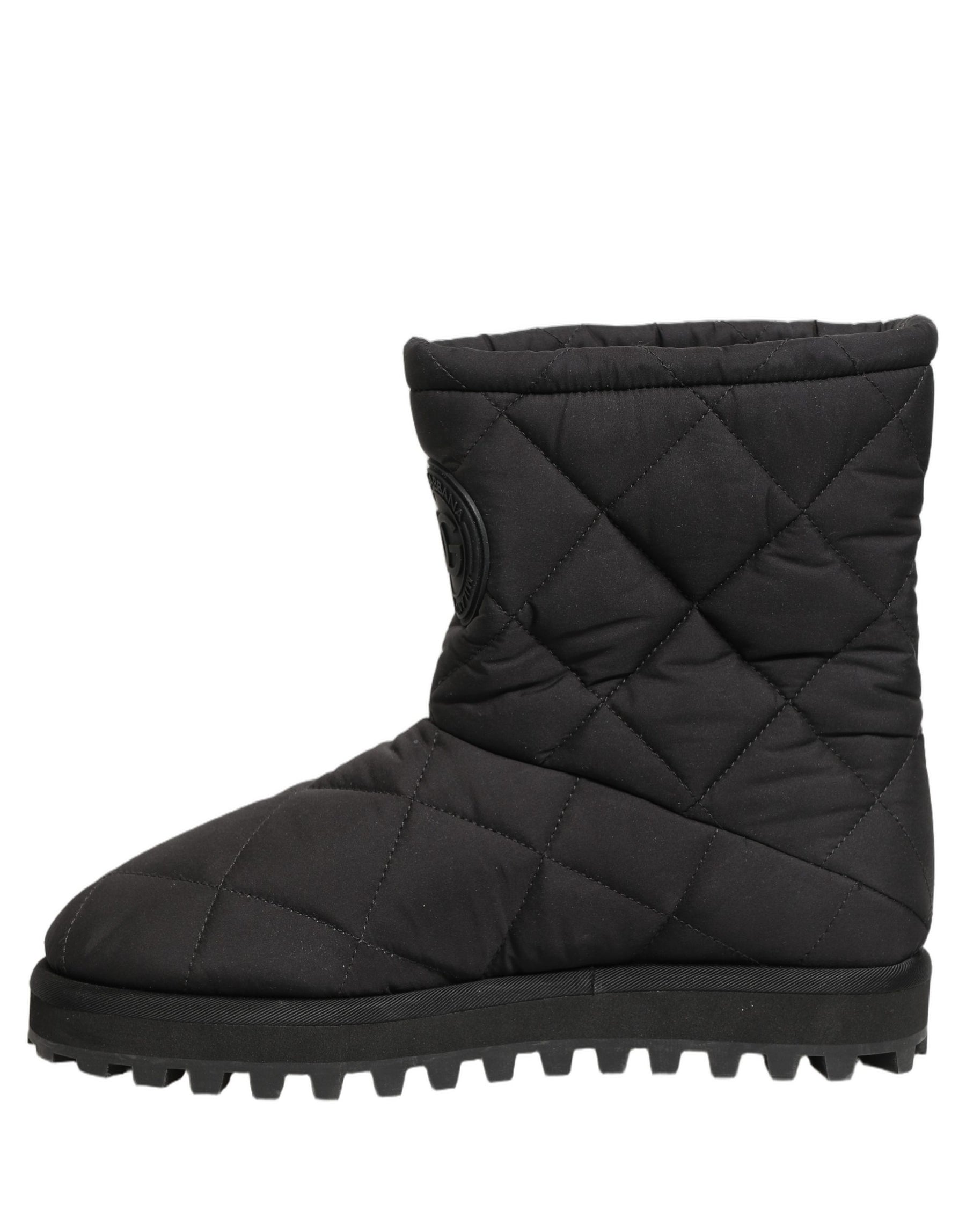 Dolce & Gabbana Black Quilted Effect Mid Calf Boots Shoes | Regal Royce