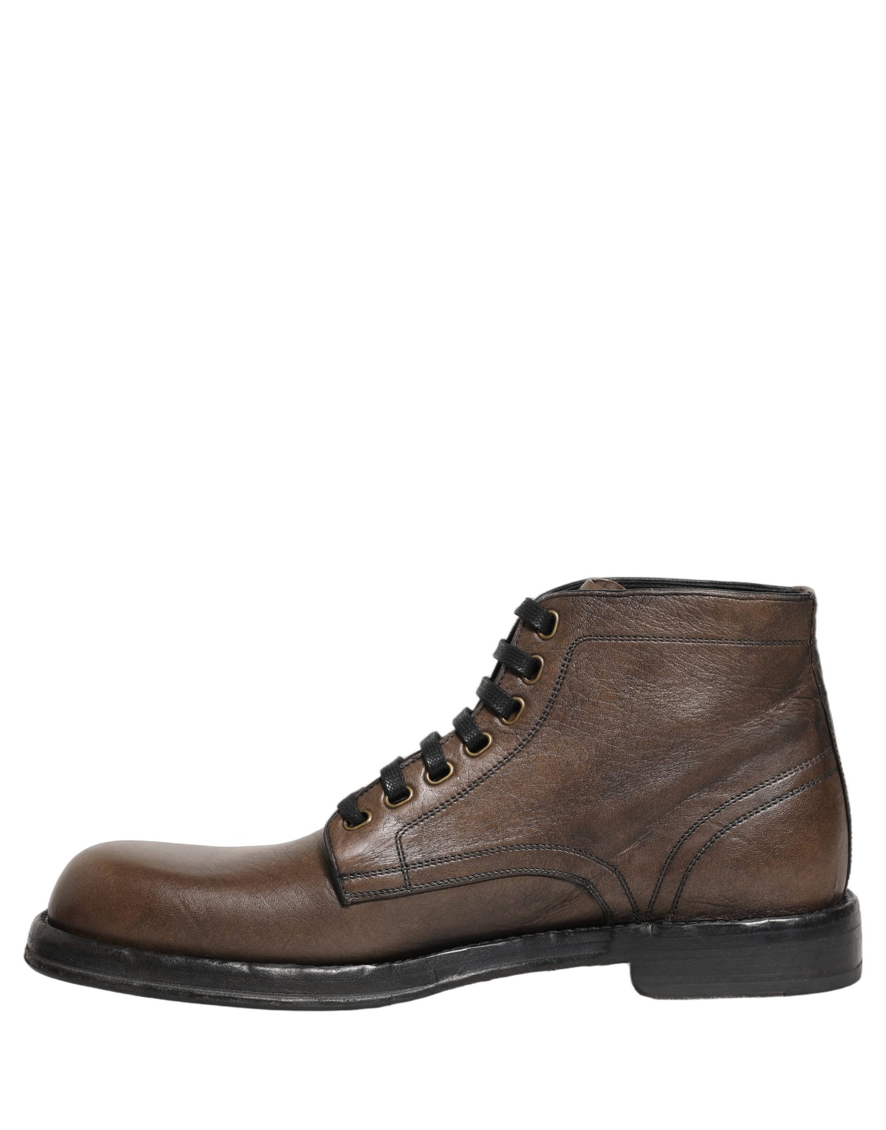 Dolce & Gabbana Brown Perugino Leather Men Ankle Boots Shoes | Regal Royce