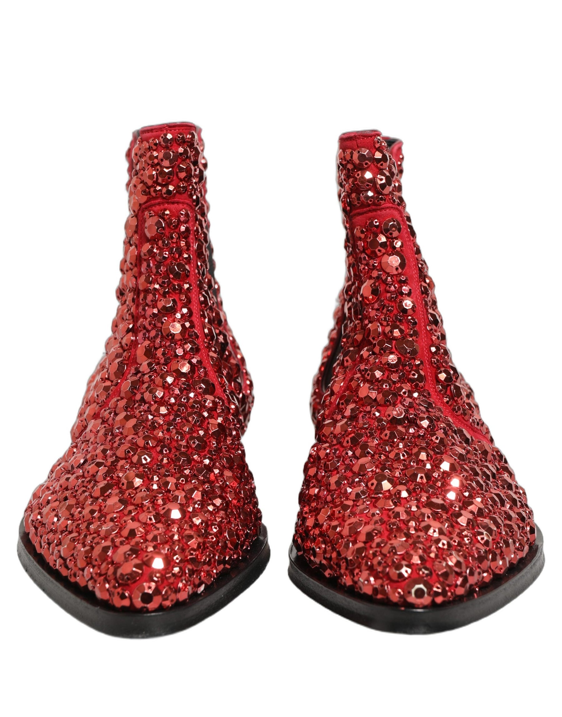 Dolce & Gabbana Red Embellished Chelsea Ankle Boots Shoes | Regal Royce