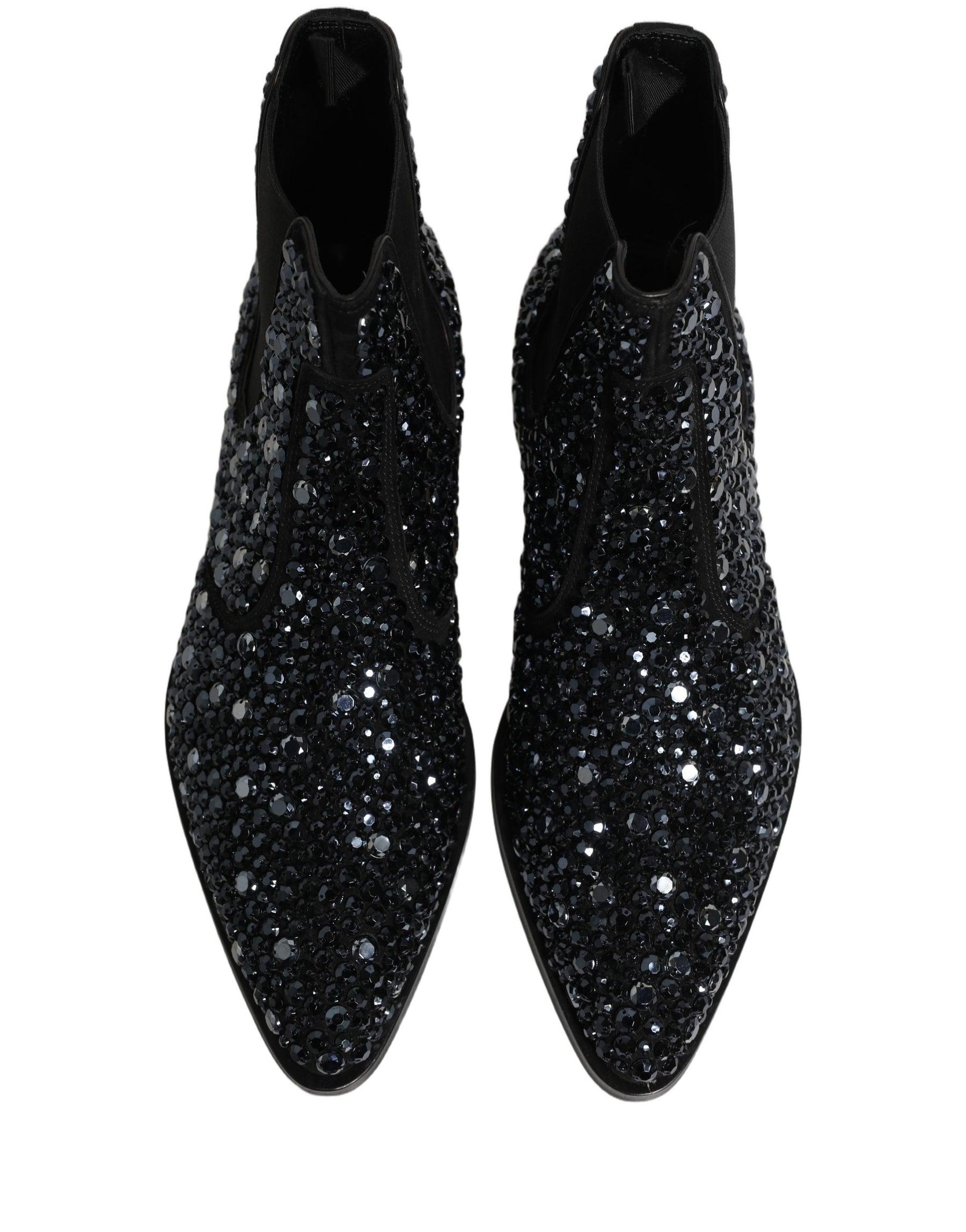 Dolce & Gabbana Black Embellished Chelsea Ankle Boots Shoes | Regal Royce