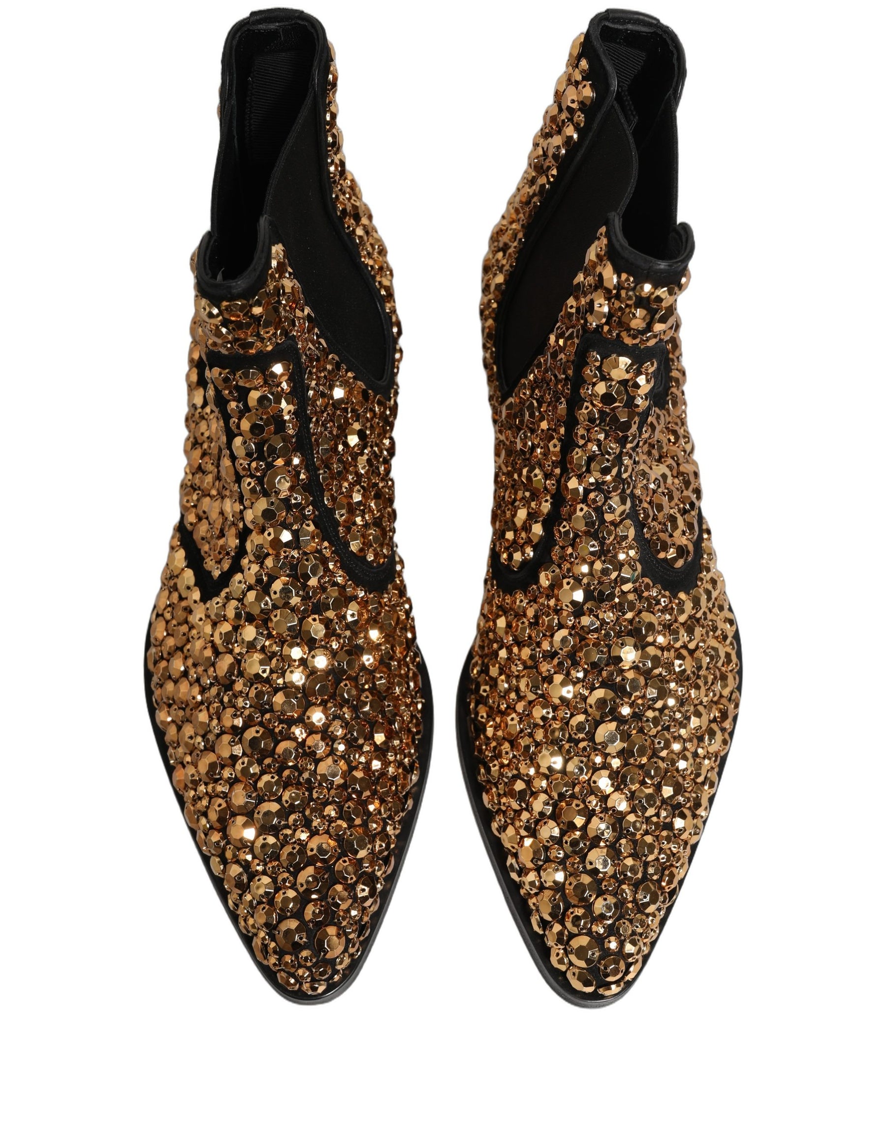 Dolce & Gabbana Gold Embellished Chelsea Ankle Boots Shoes | Regal Royce