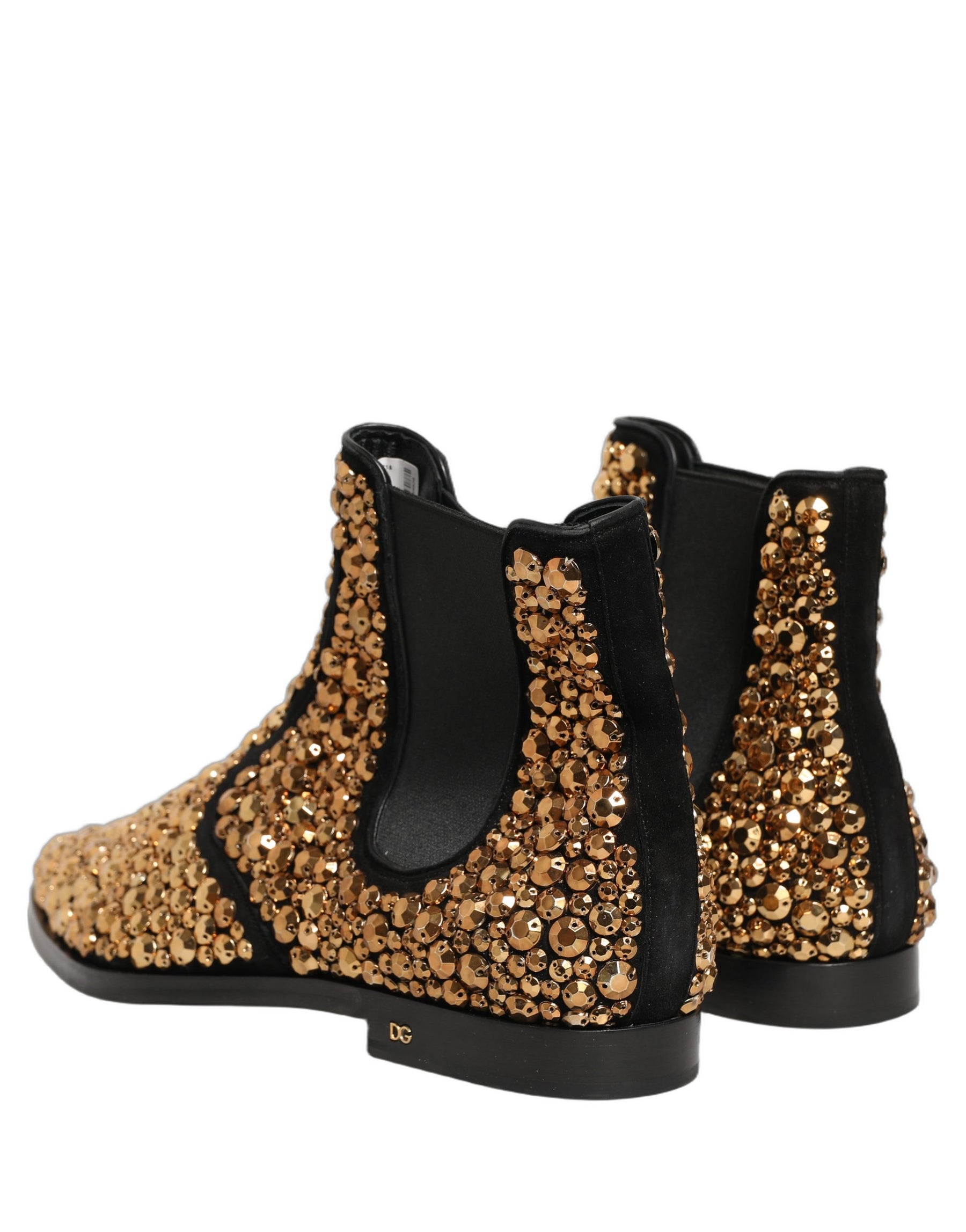 Dolce & Gabbana Gold Embellished Chelsea Ankle Boots Shoes | Regal Royce