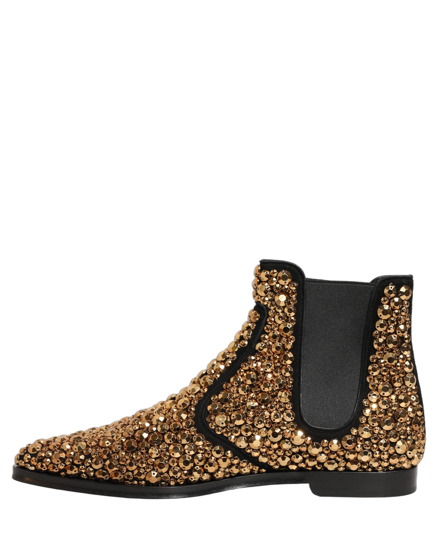 Dolce & Gabbana Gold Embellished Chelsea Ankle Boots Shoes | Regal Royce