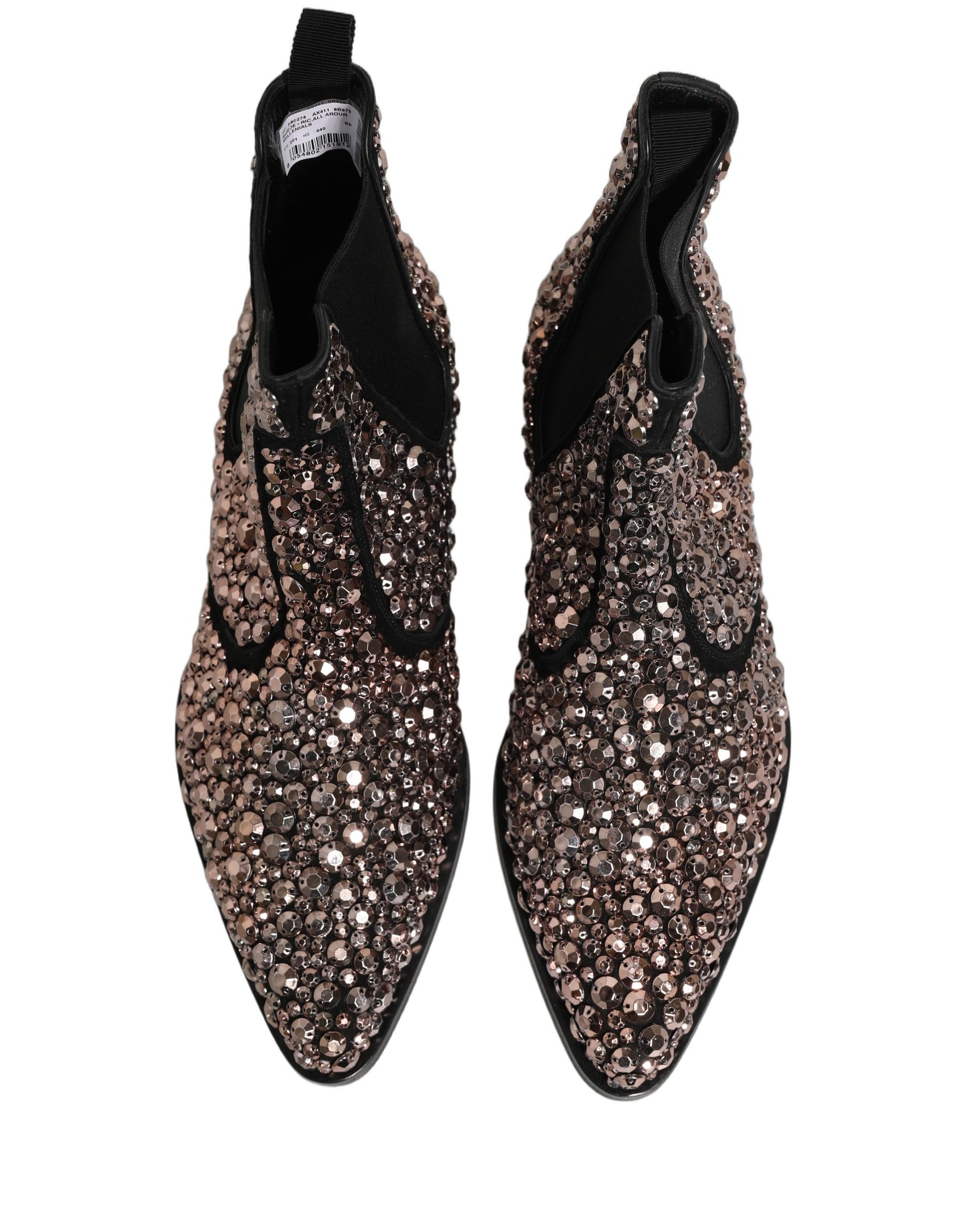 Dolce & Gabbana Silver Embellished Chelsea Ankle Boots Shoes | Regal Royce