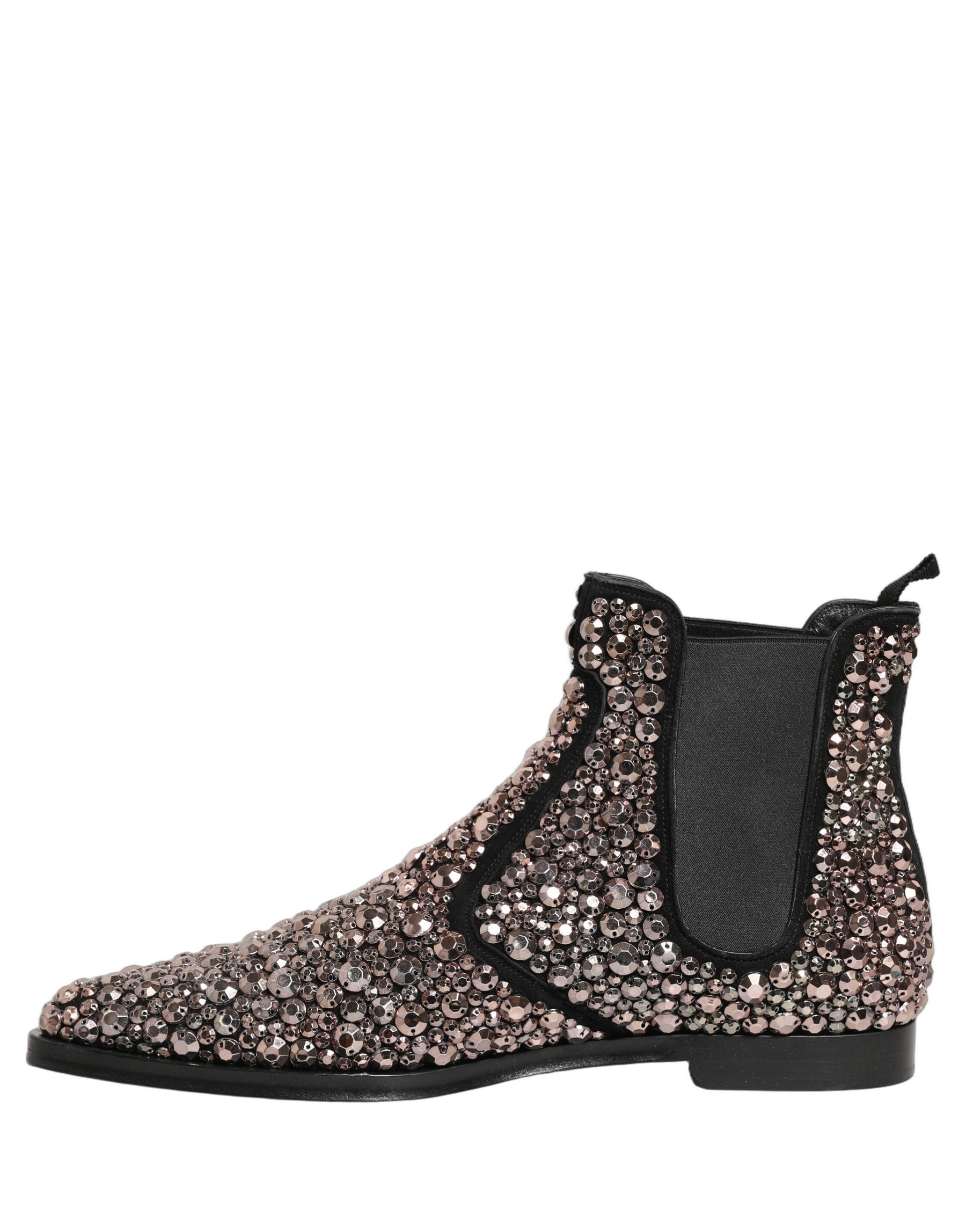 Dolce & Gabbana Silver Embellished Chelsea Ankle Boots Shoes | Regal Royce