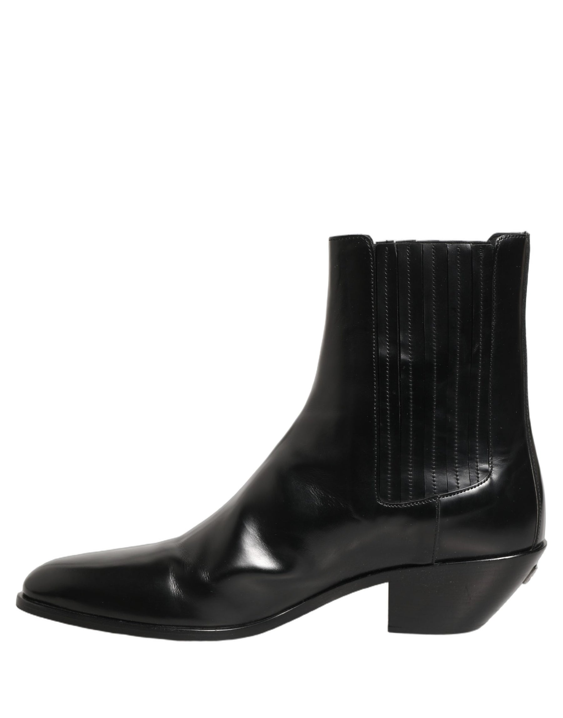 Dolce & Gabbana Black Leather Chelsea Mid Calf Boots Shoes | Regal Royce