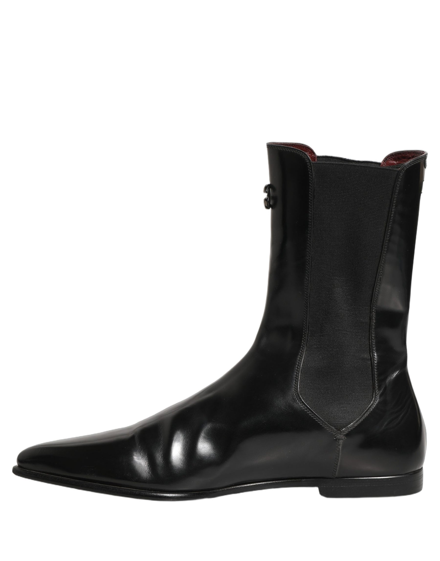 Dolce & Gabbana Black Leather Chelsea Mid Calf Boots Shoes | Regal Royce