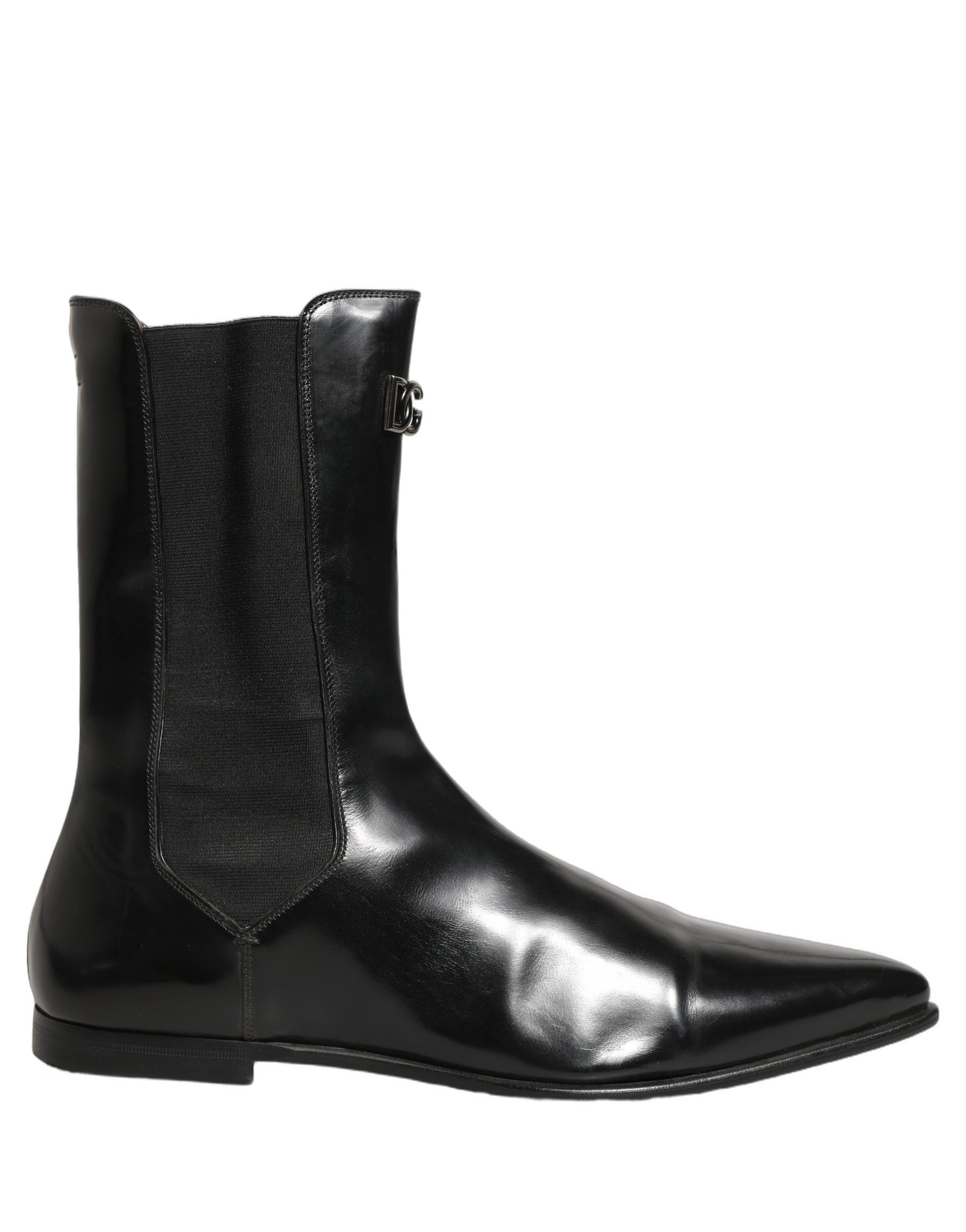 Dolce & Gabbana Black Leather Chelsea Mid Calf Boots Shoes | Regal Royce