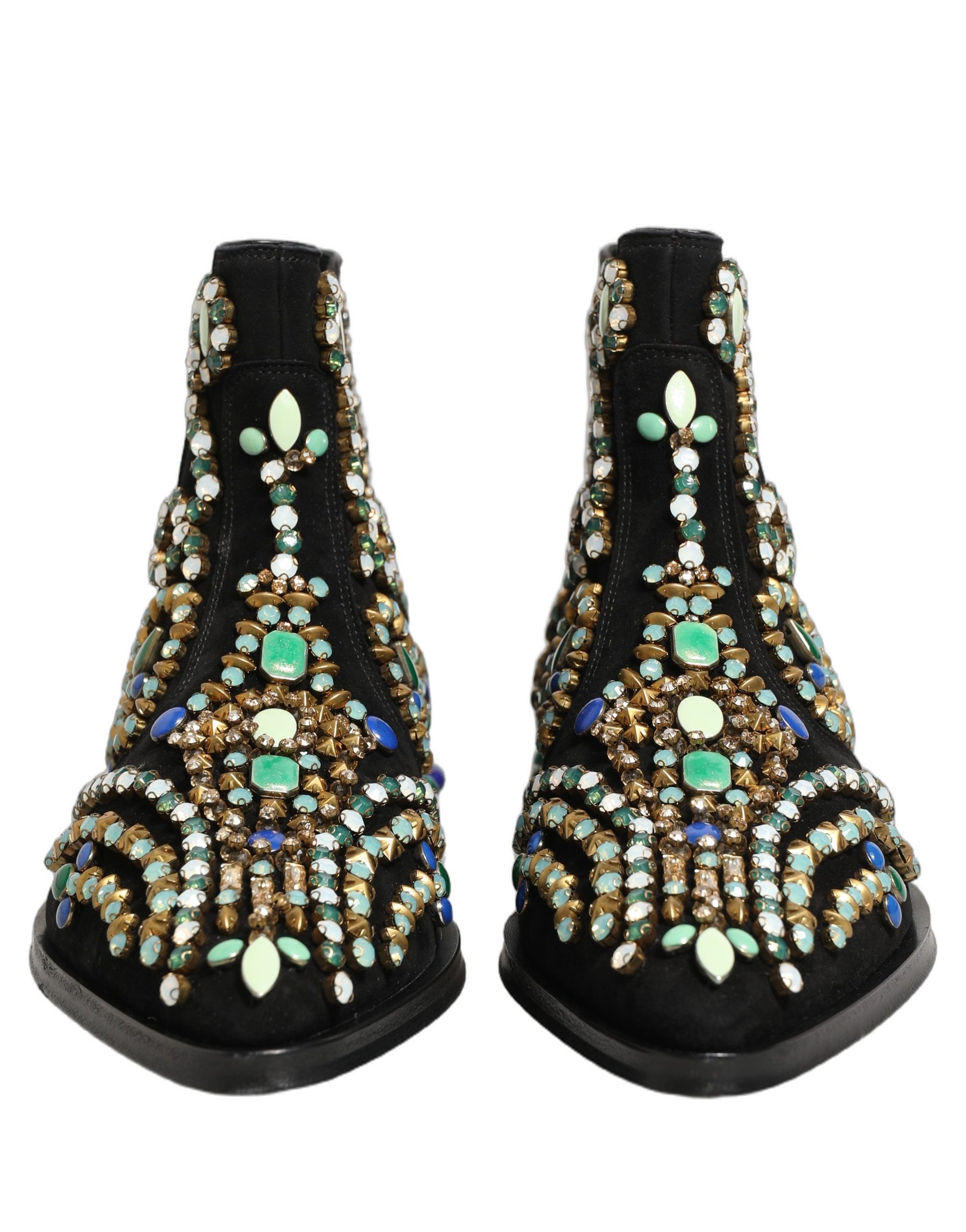 Dolce & Gabbana Black Embellished Chelsea Ankle Boots Shoes | Regal Royce