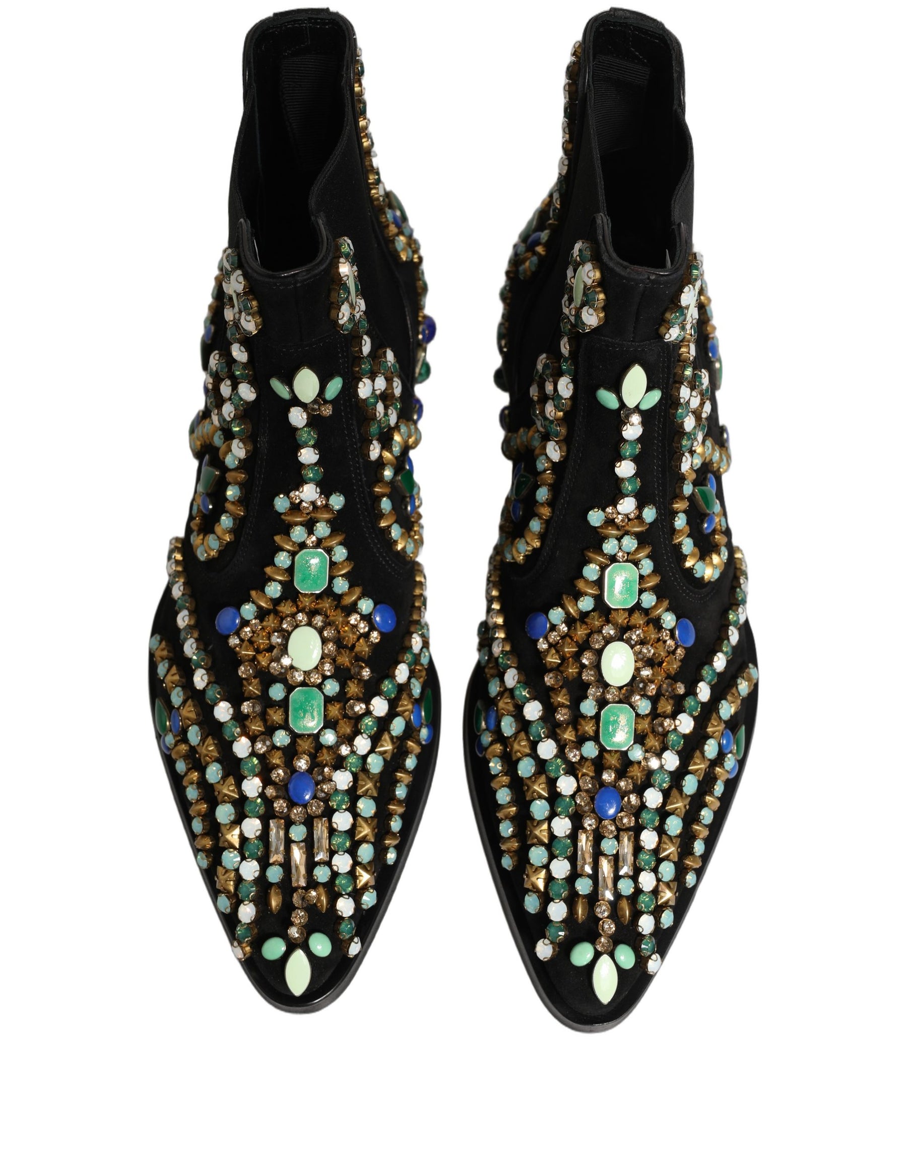 Dolce & Gabbana Black Embellished Chelsea Ankle Boots Shoes | Regal Royce