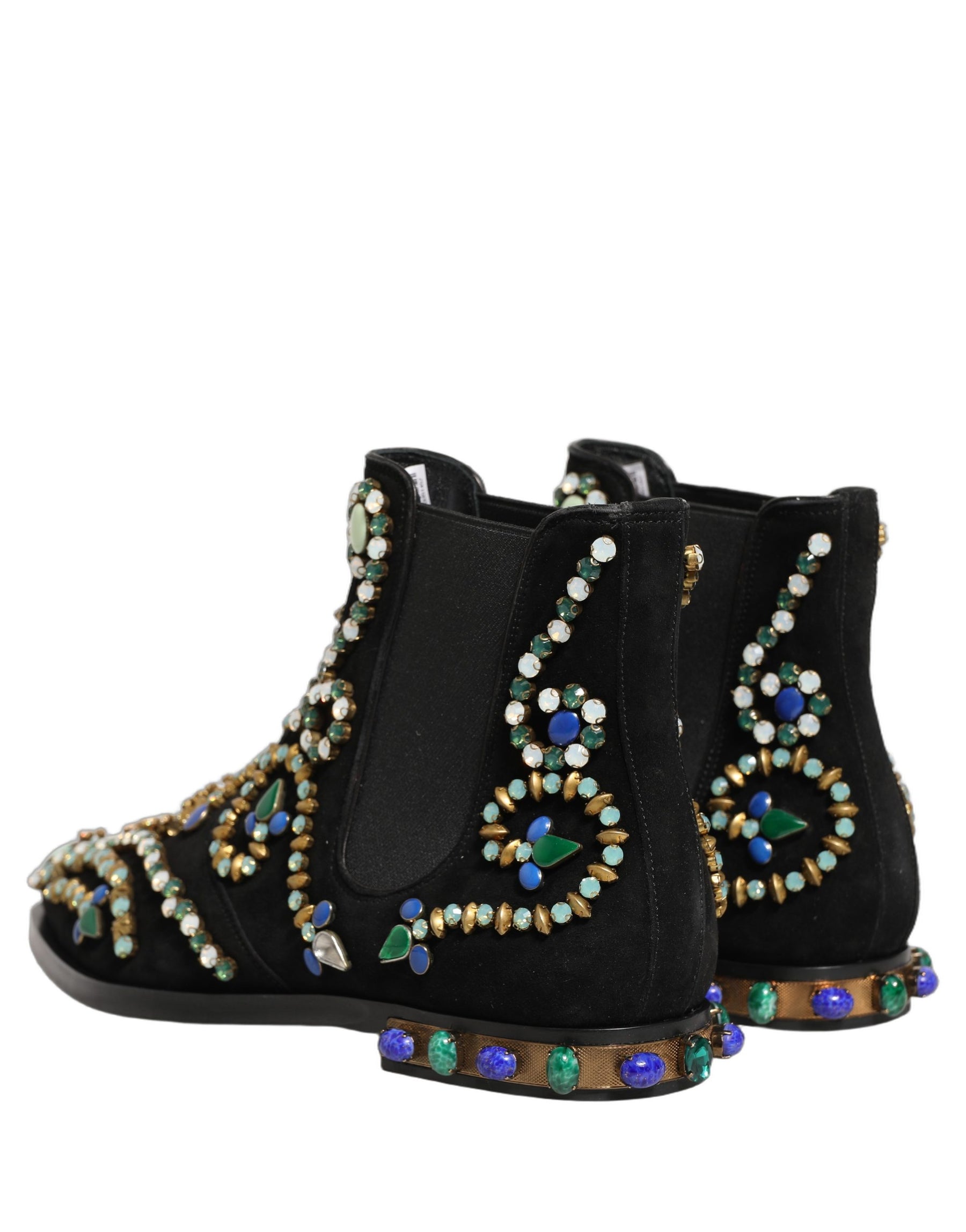 Dolce & Gabbana Black Embellished Chelsea Ankle Boots Shoes | Regal Royce