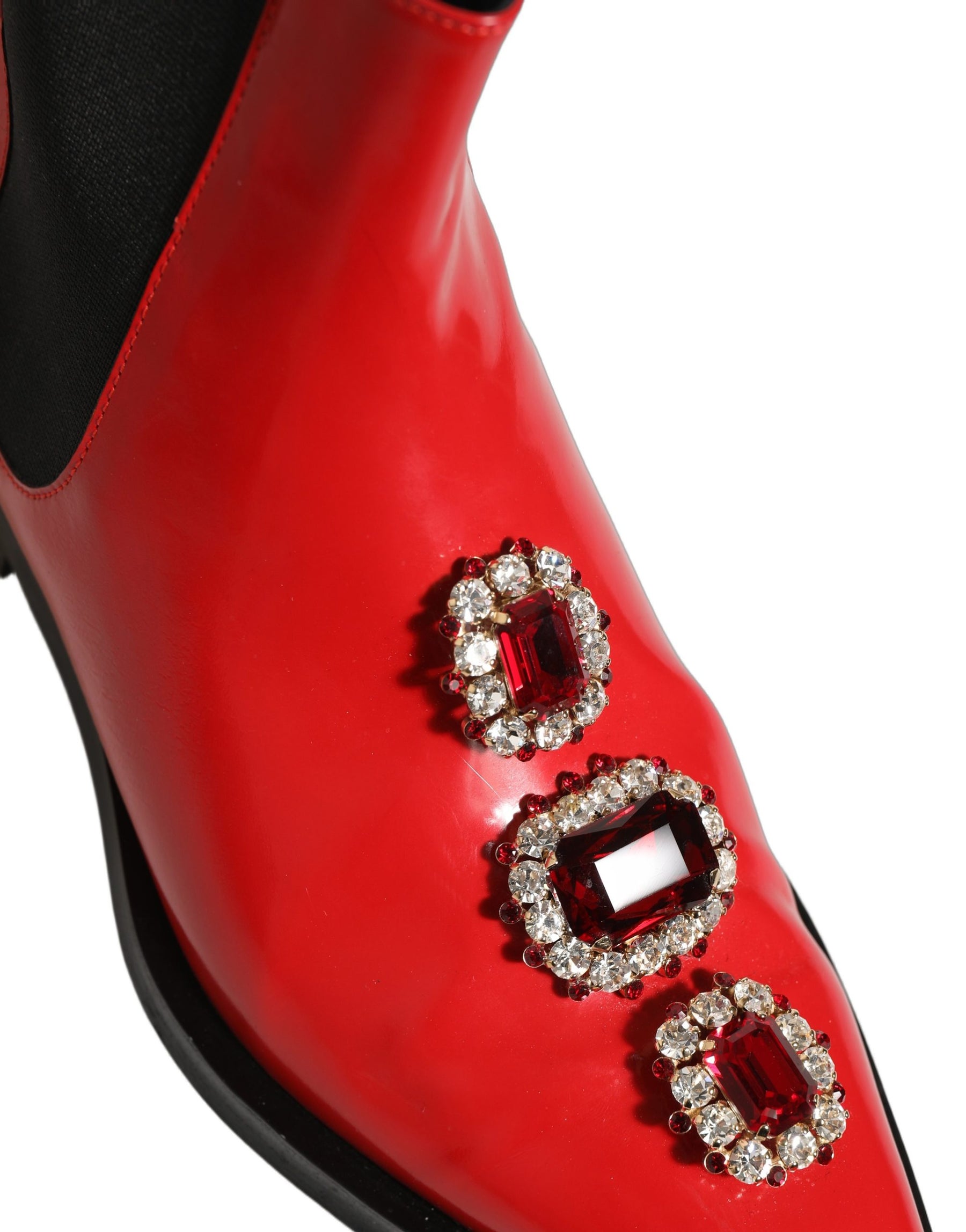 Dolce & Gabbana Red Embellished Chelsea Men Ankle Boots Shoes | Regal Royce