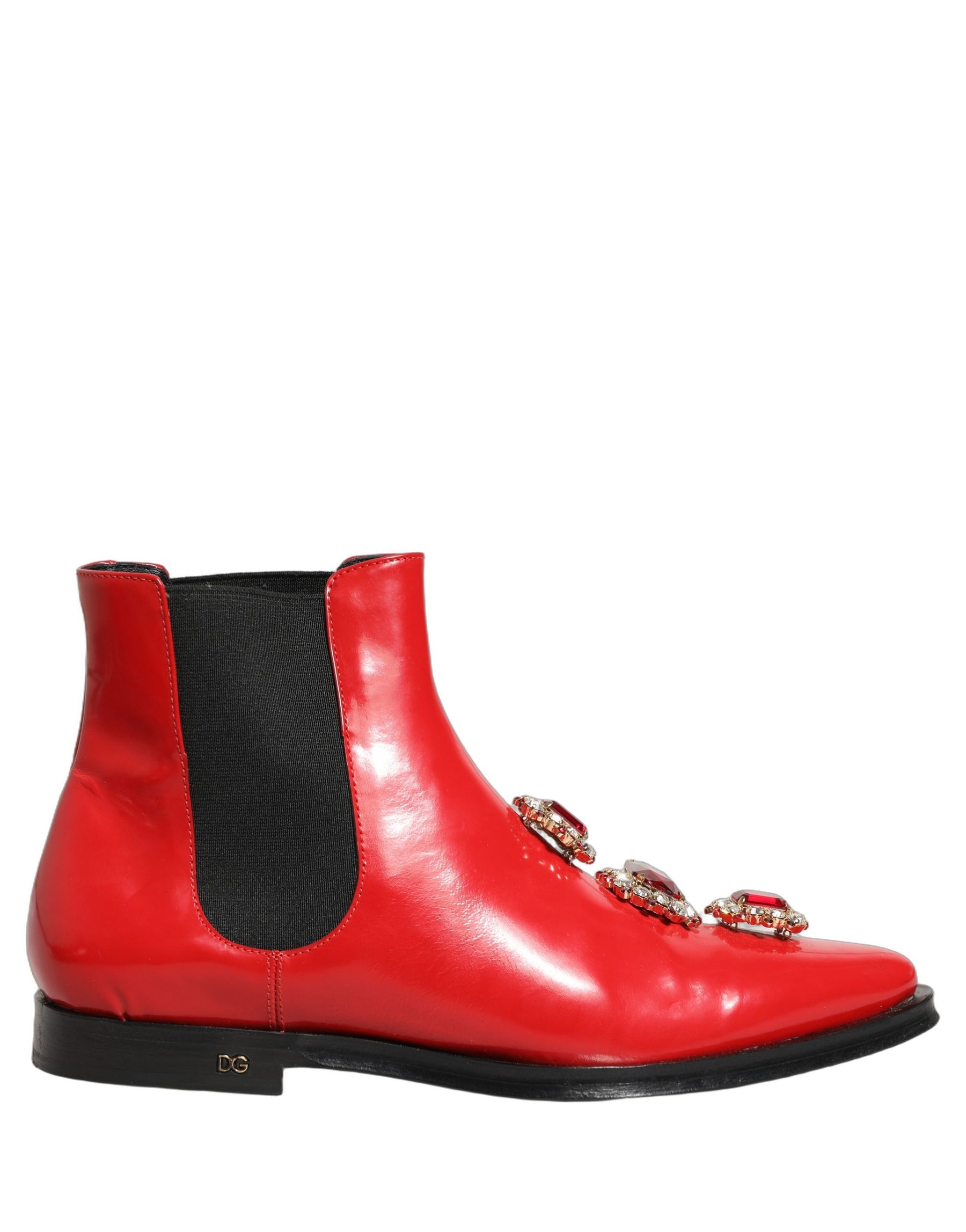 Dolce & Gabbana Red Embellished Chelsea Men Ankle Boots Shoes | Regal Royce