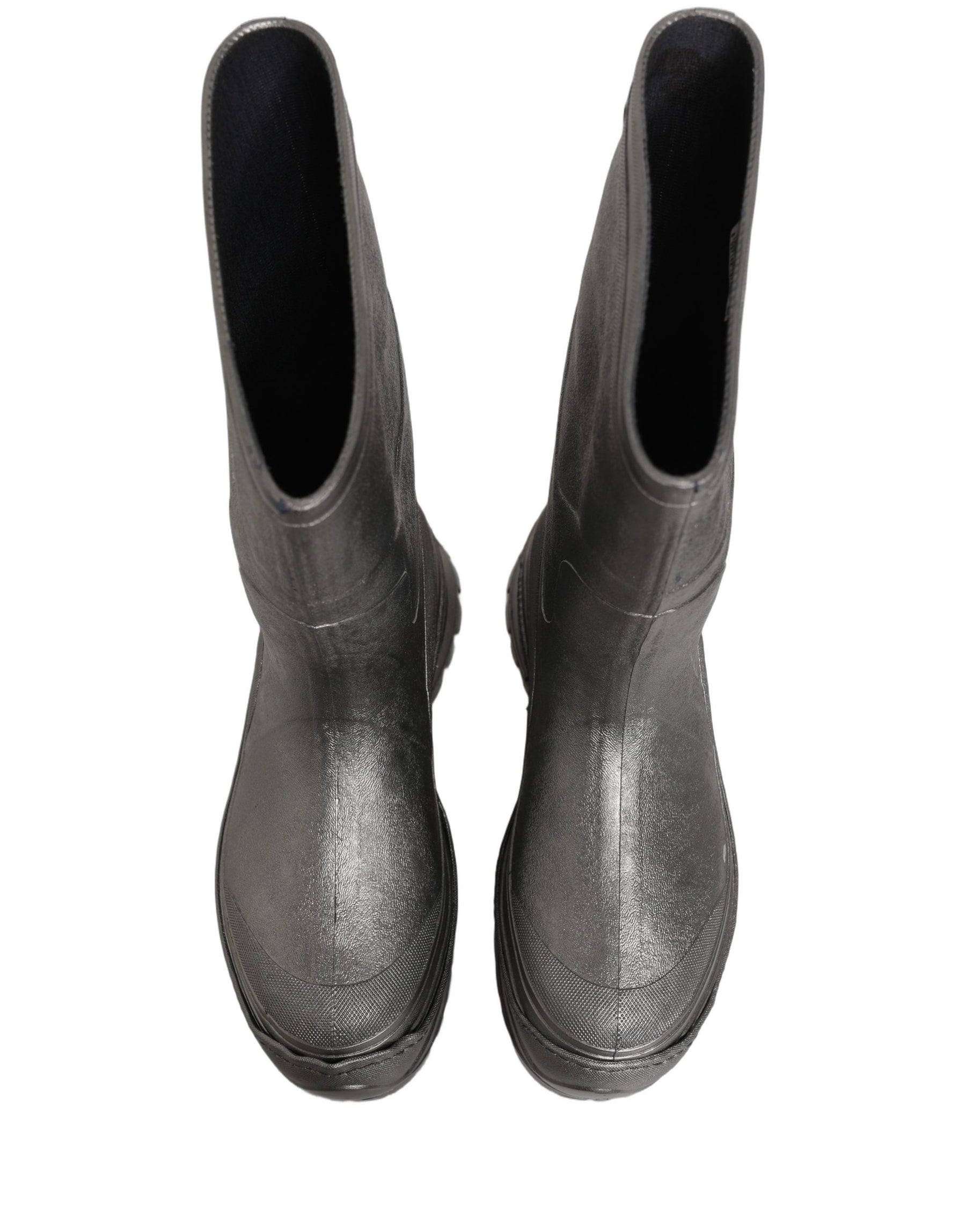 Dolce & Gabbana Metallic Silver Pull On Rain Boots Men Shoes | Regal Royce