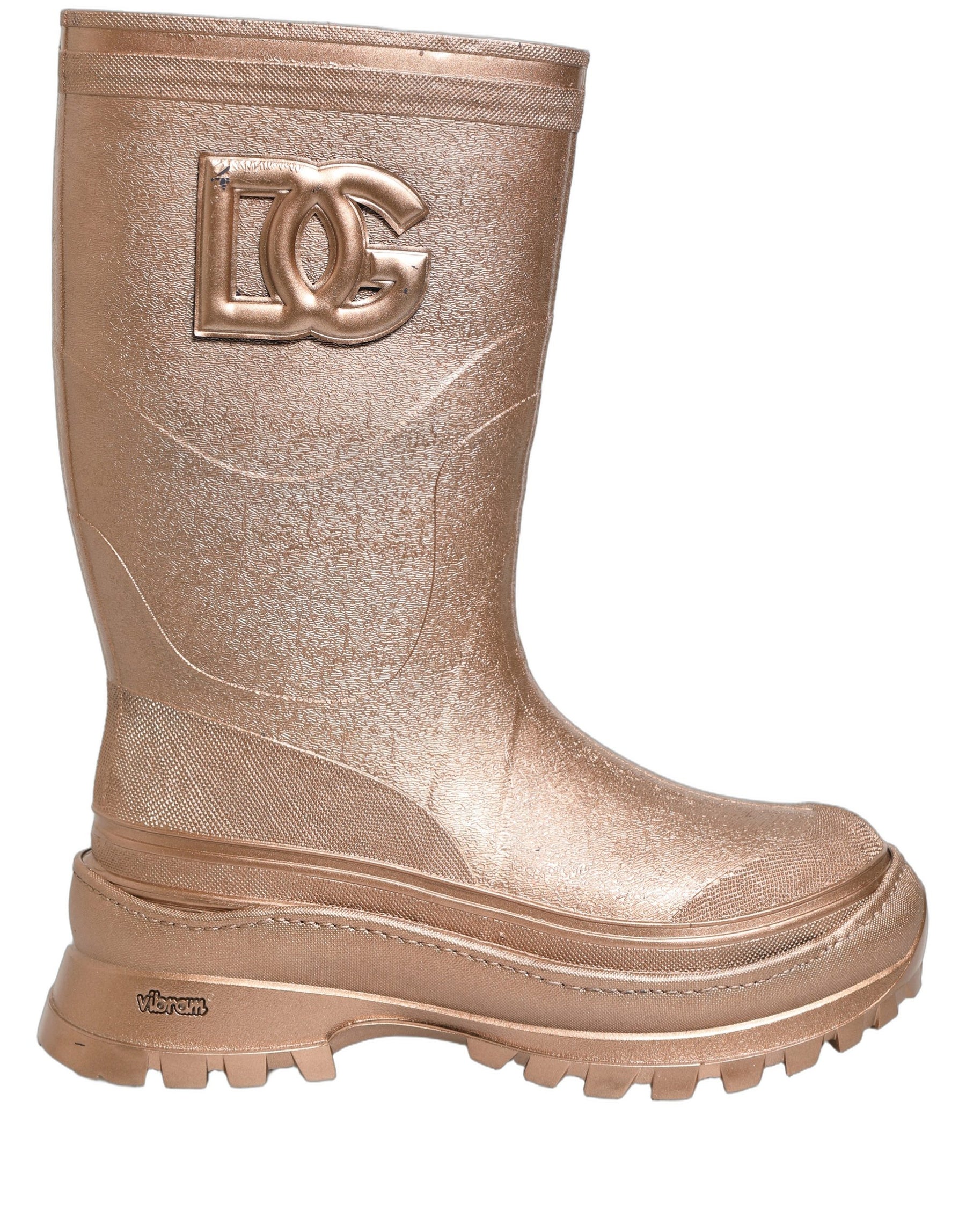 Dolce & Gabbana Rose Gold PVC Pull On Rain Boots Men Shoes | Regal Royce
