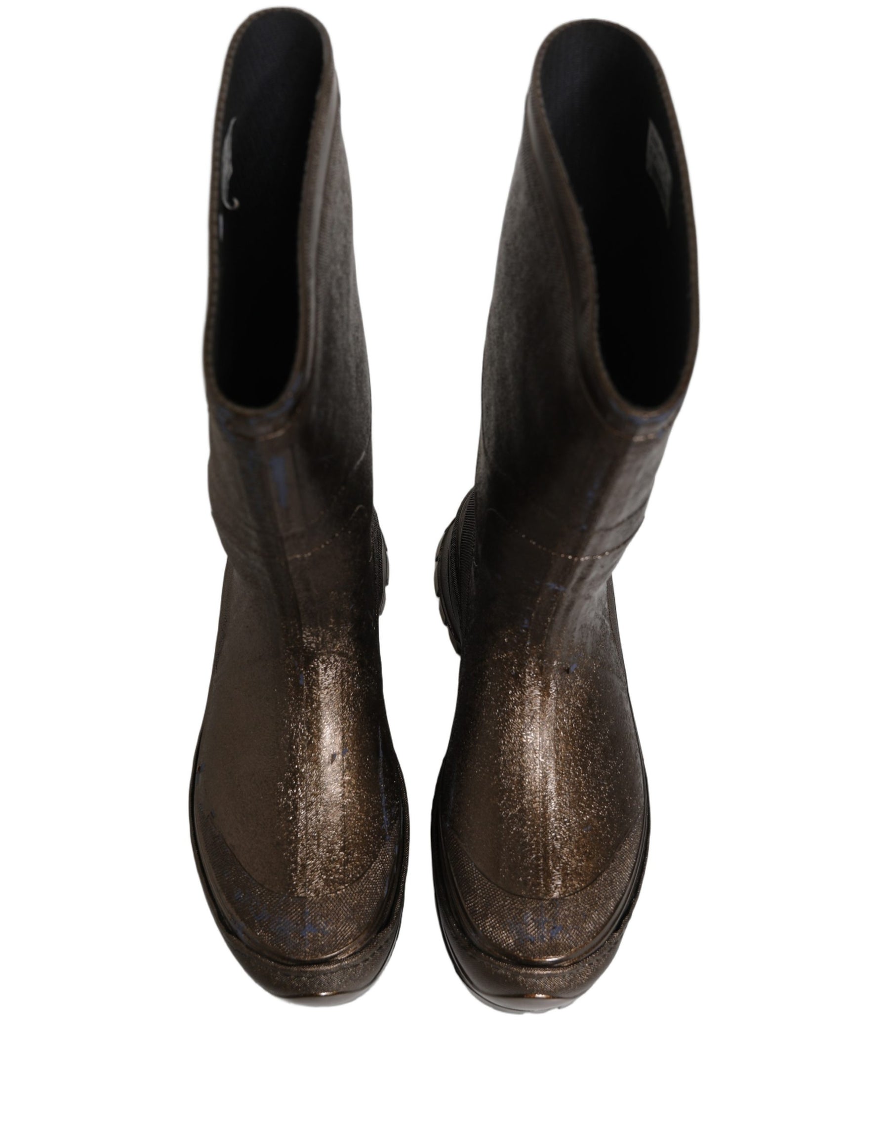 Dolce & Gabbana Bronze PVC Pull On Rain Boots Men Shoes | Regal Royce