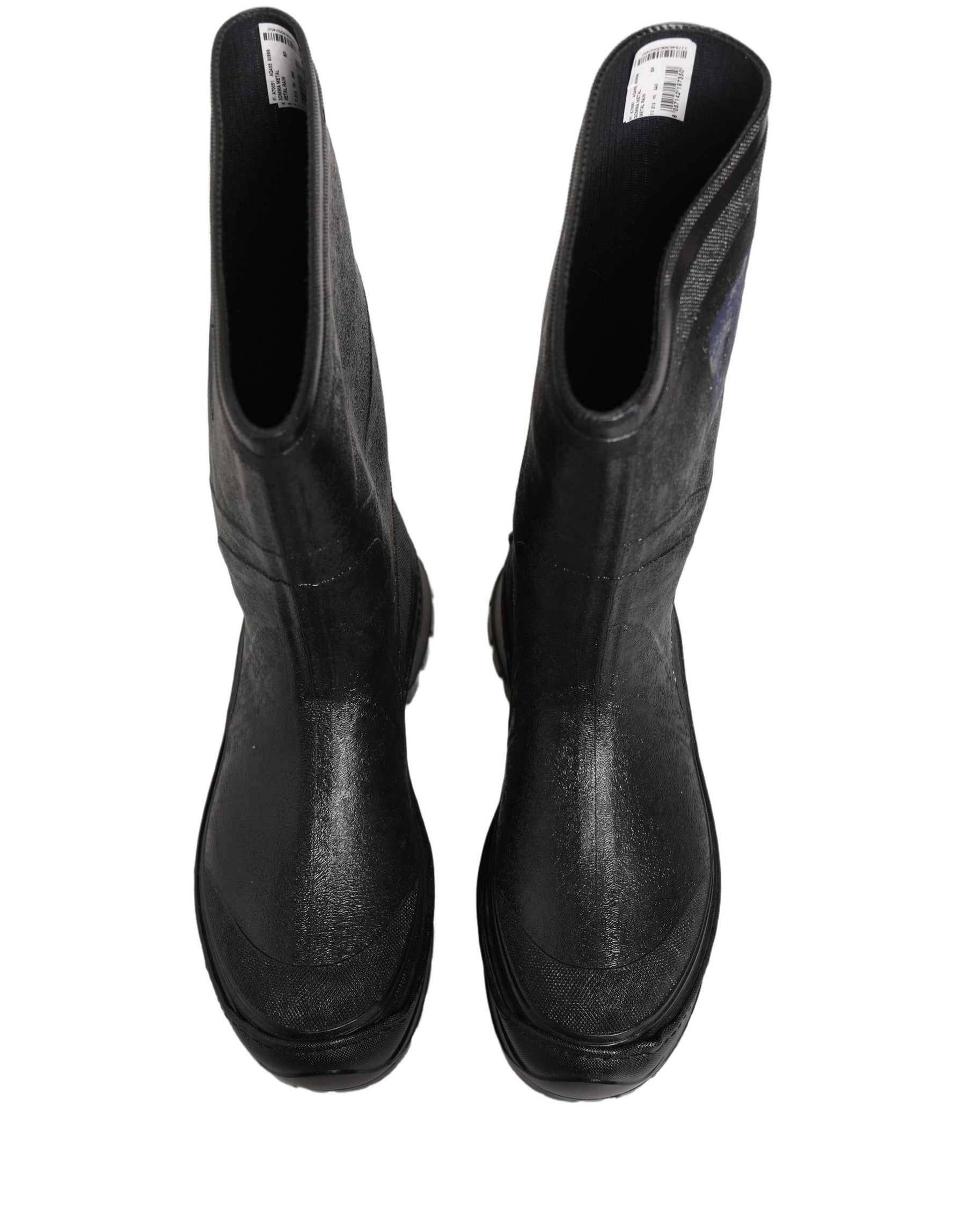 Dolce & Gabbana Black PVC Pull On Rain Boots Men Shoes | Regal Royce