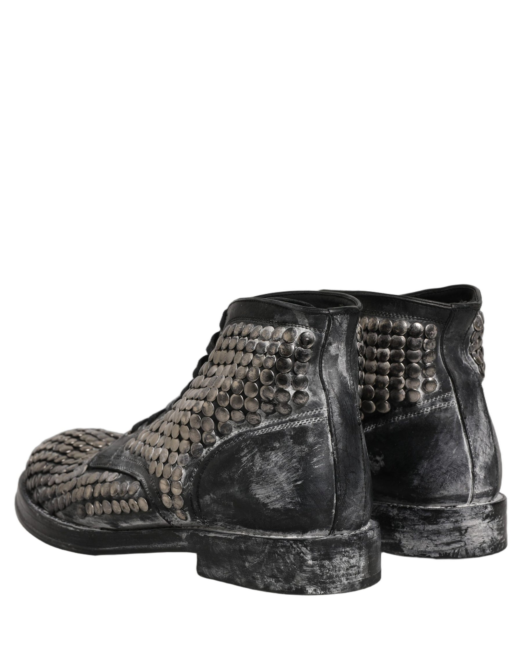 Dolce & Gabbana Black Leather Runway Studs Ankle Boots Shoes | Regal Royce