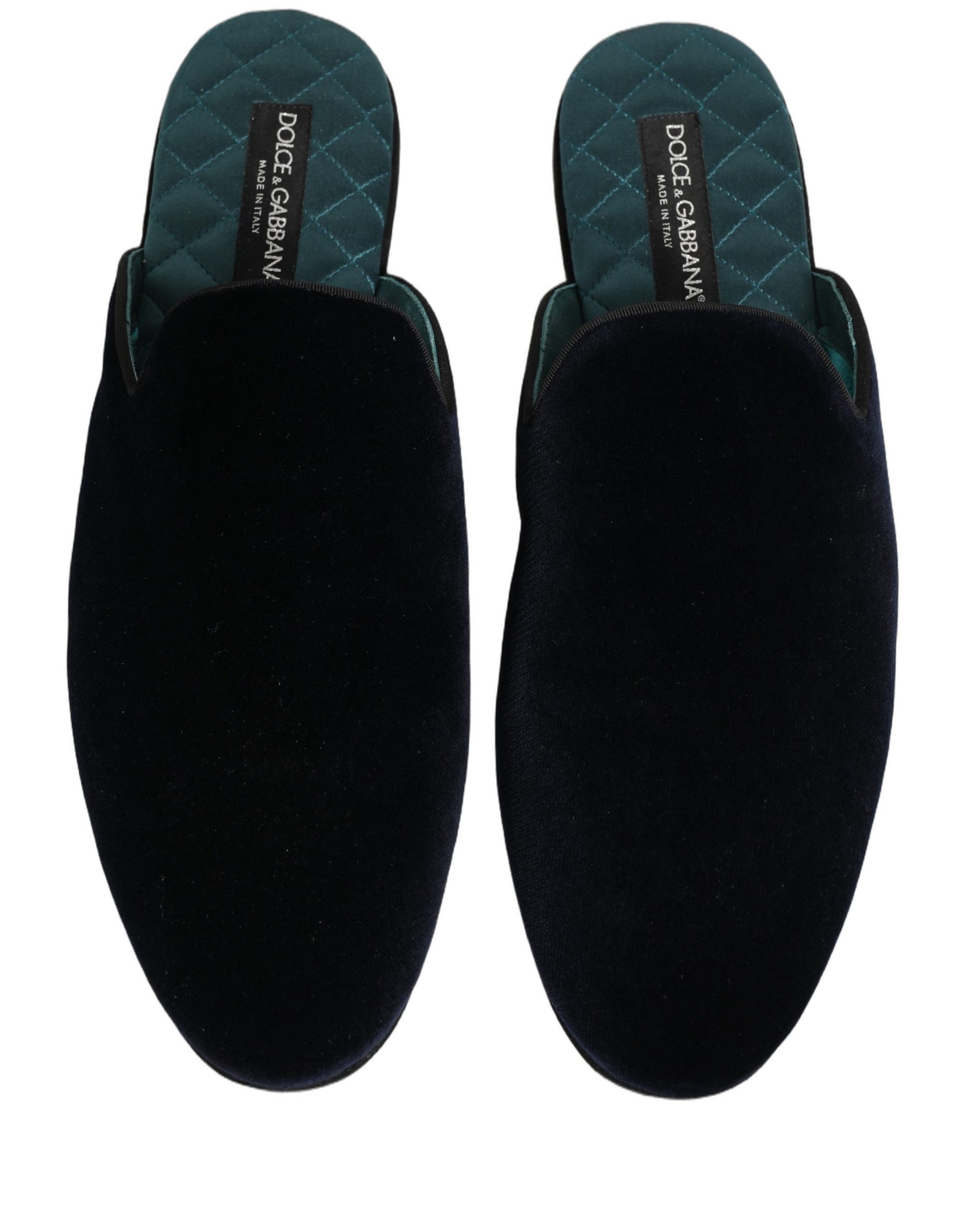 Dolce & Gabbana Dark Blue Suede Slides Flat Slipper Men Shoes | Regal Royce