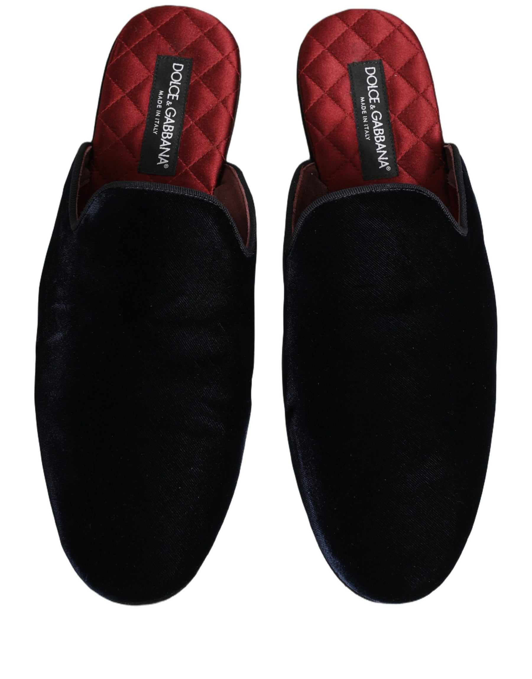 Dolce & Gabbana Dark Blue Suede Slides Flat Slipper Men Shoes | Regal Royce