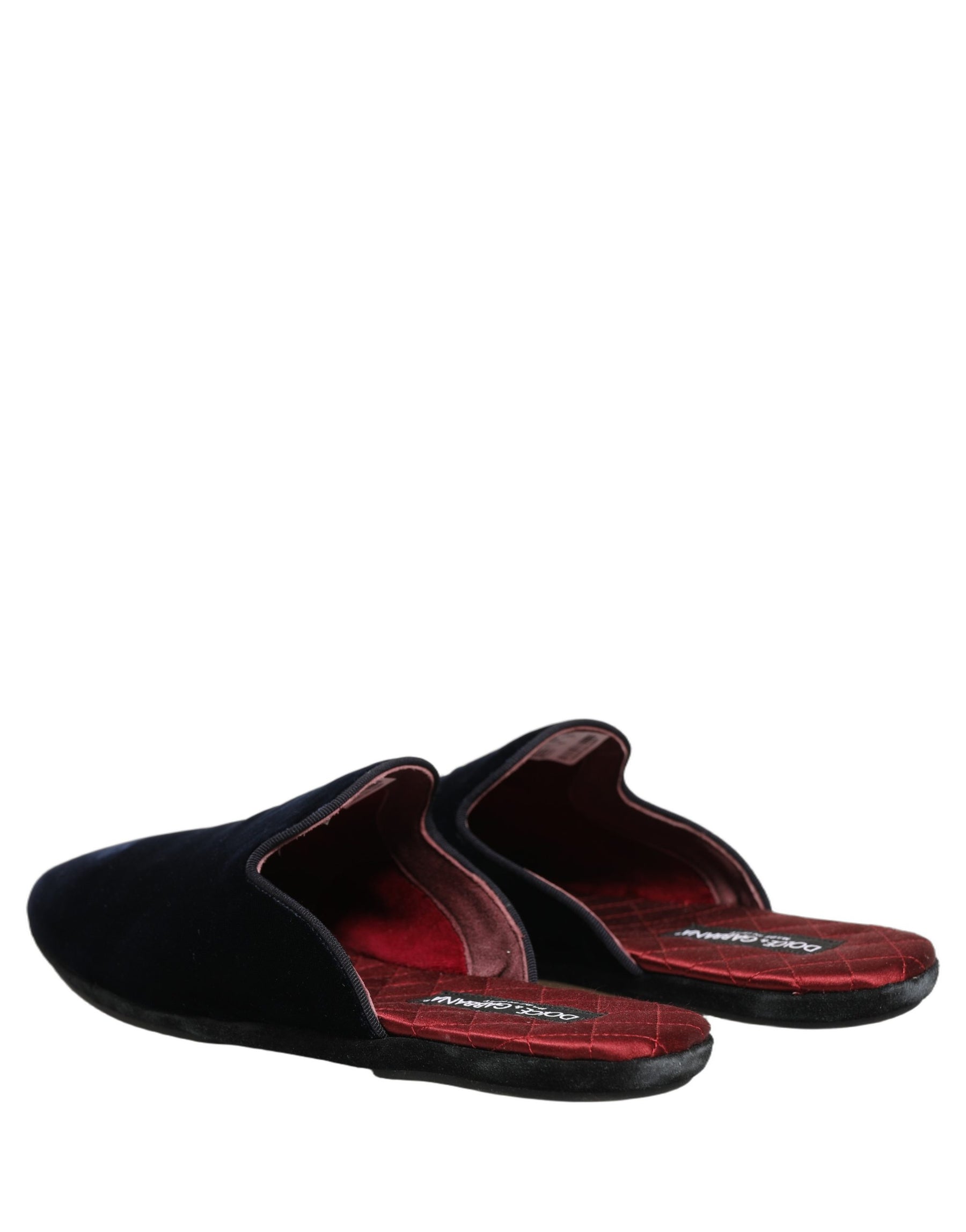 Dolce & Gabbana Dark Blue Suede Slides Flat Slipper Men Shoes | Regal Royce