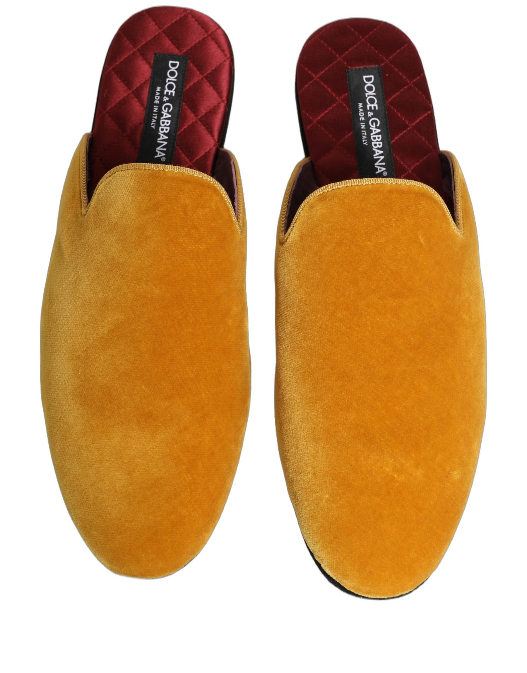 Dolce & Gabbana Yellow Suede Slides Flat Slipper Men Shoes | Regal Royce
