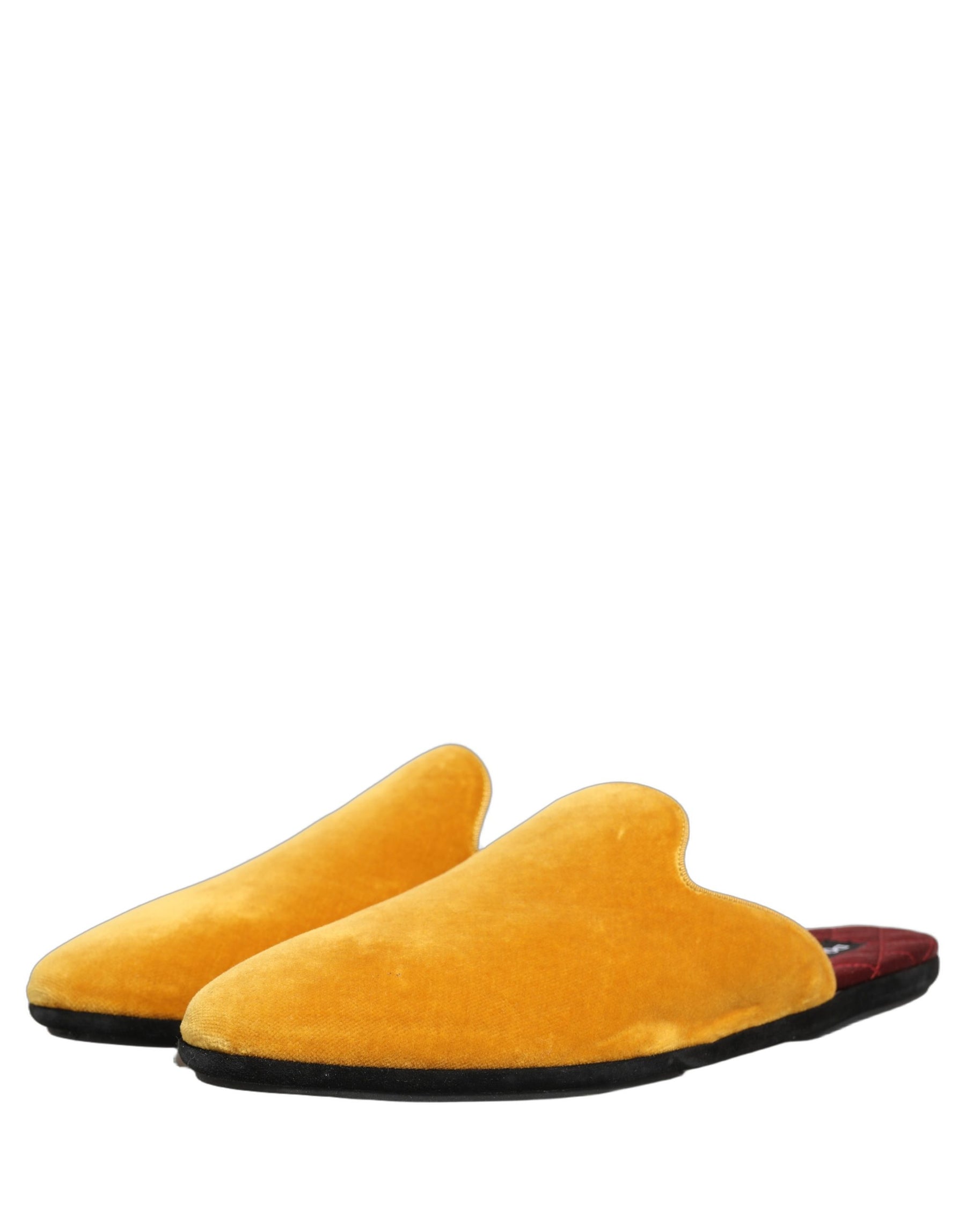 Dolce & Gabbana Yellow Suede Slides Flat Slipper Men Shoes | Regal Royce